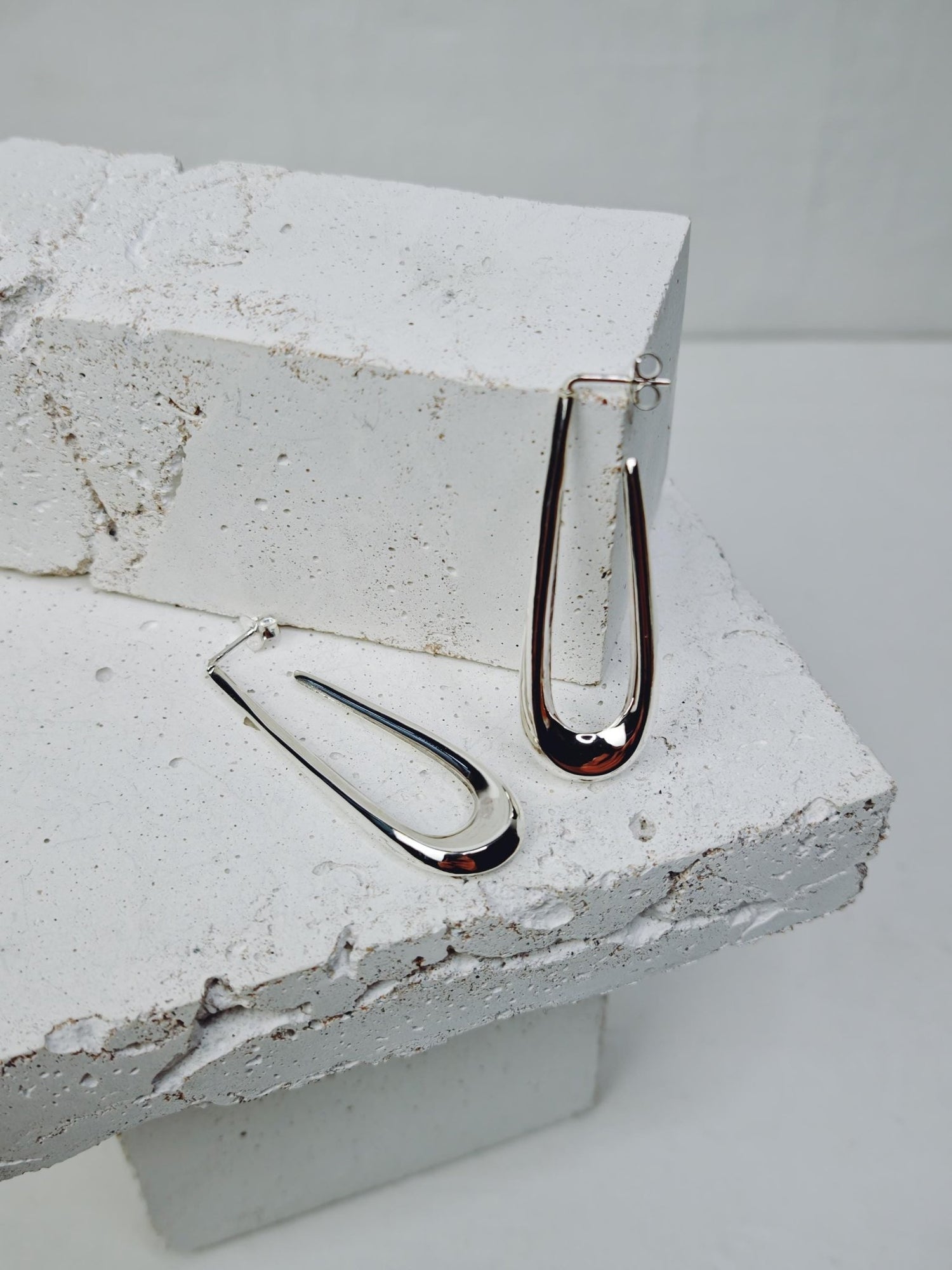 Lange offene ovale 925 Silber Creolen, Minimalistische Ohrstecker, Sterling Silber Ohrstecker Creolen oval - CocosyBerlin