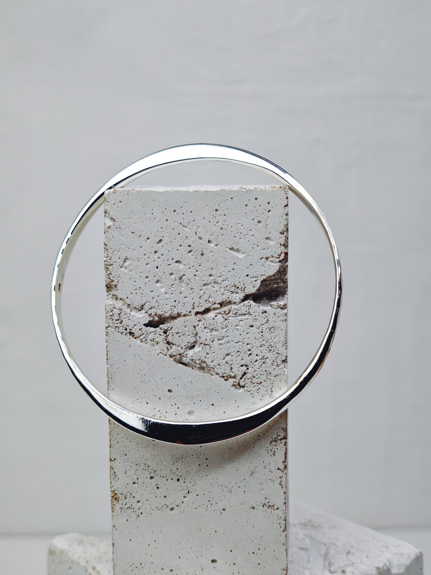 Sterling silver bracelet, flat bracelet, tribal, minimalist bangle made of 925 silver, textured, hammered