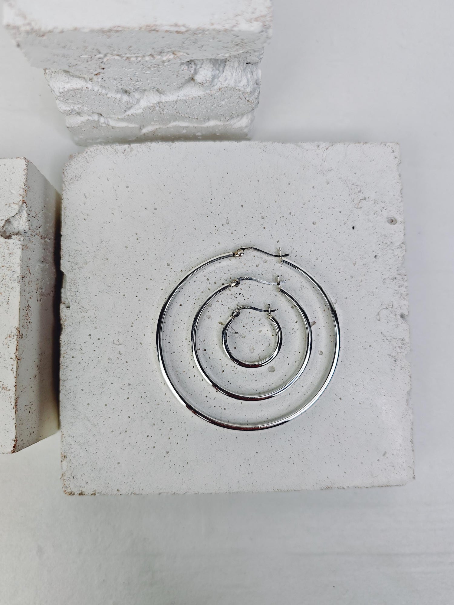 Flache breite 925 Silber Creolen, Chunky Sterling Silber Creolen 20mm, 40mm, 60 mm