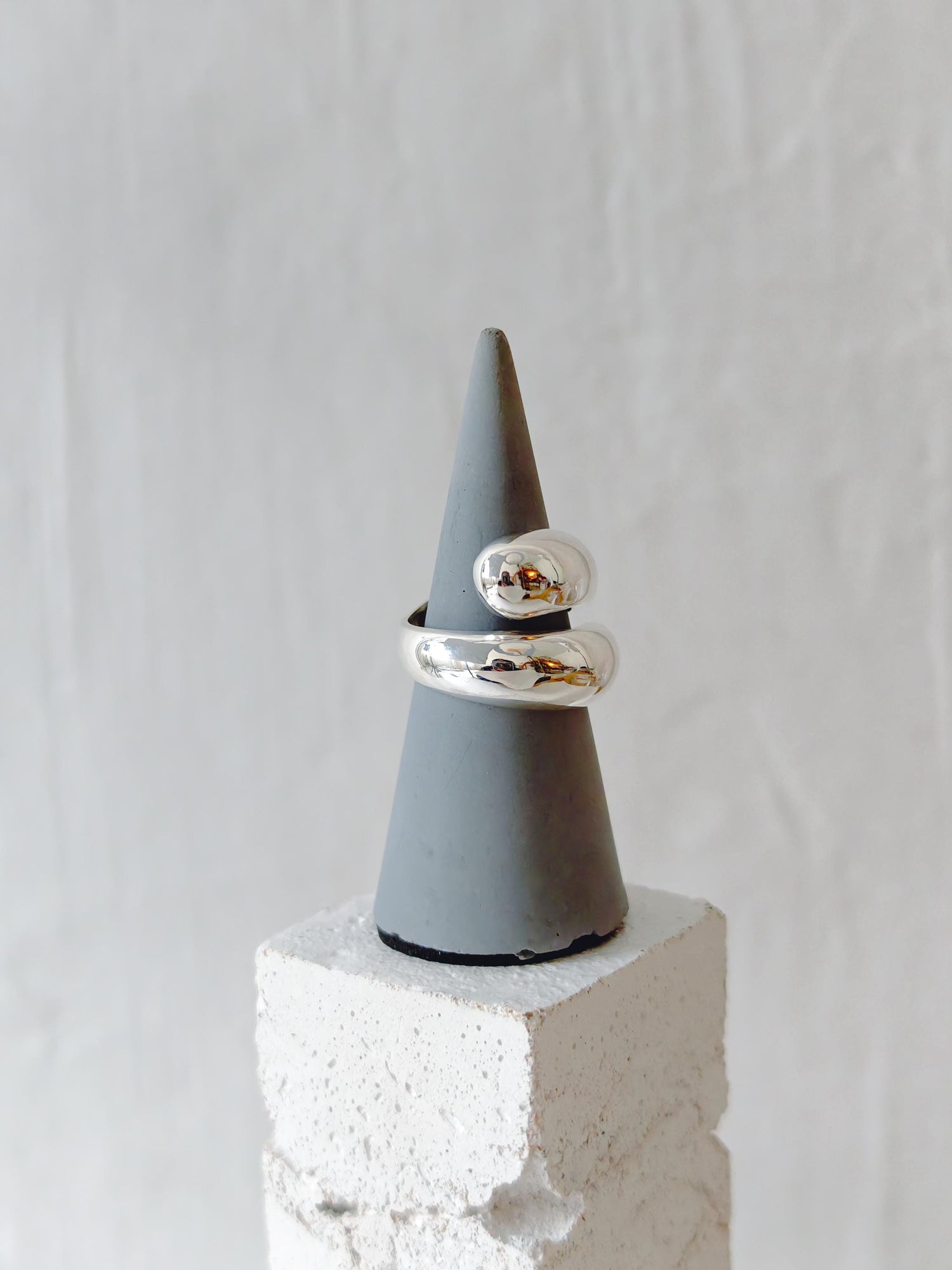 Ring minimalistisch aus 925 Silber, Tropfen Ring, Chunky Silber Ring, offener Ring aus Sterling Silber