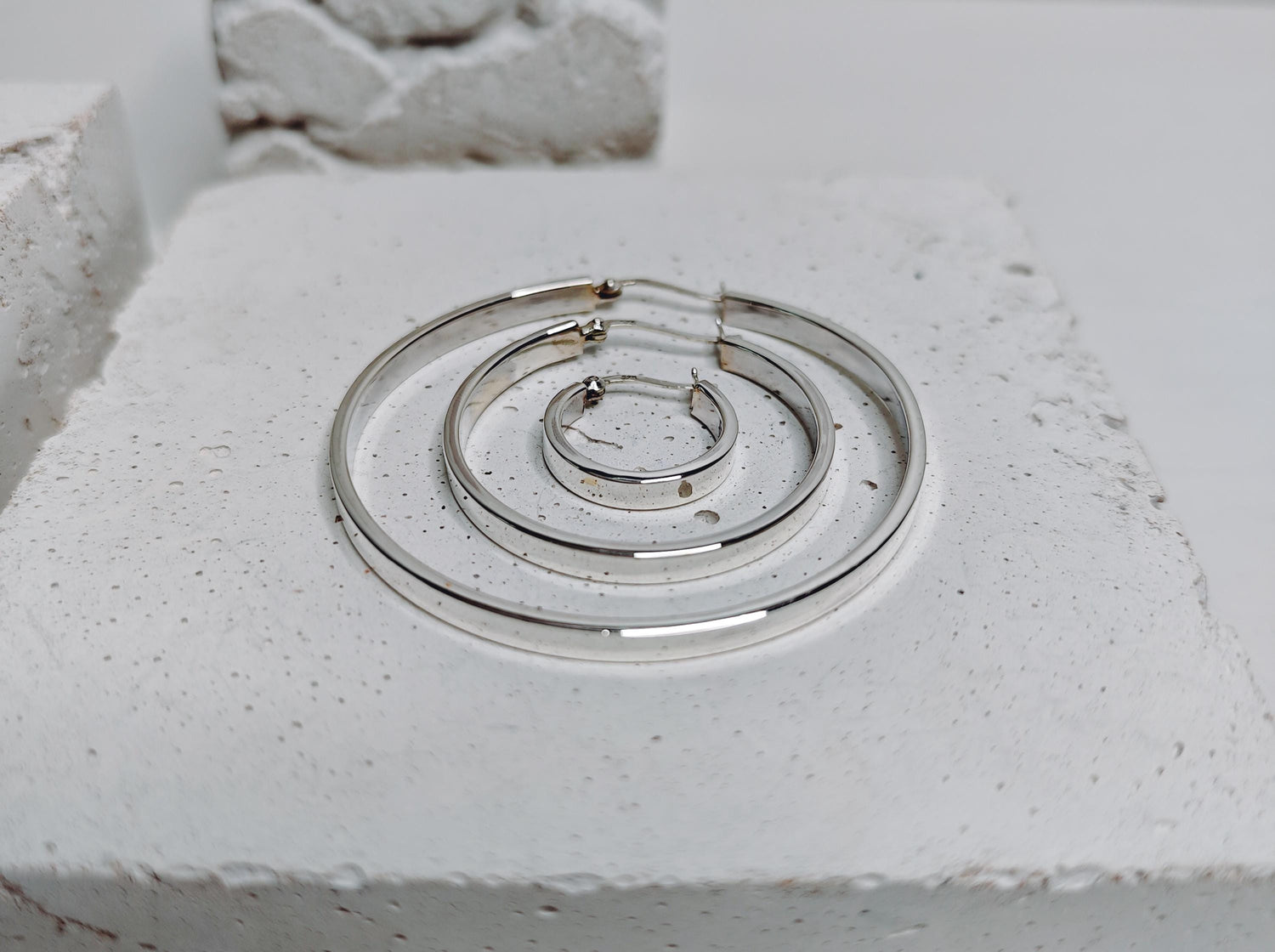 Flache breite 925 Silber Creolen, Chunky Sterling Silber Creolen 20mm, 40mm, 60 mm