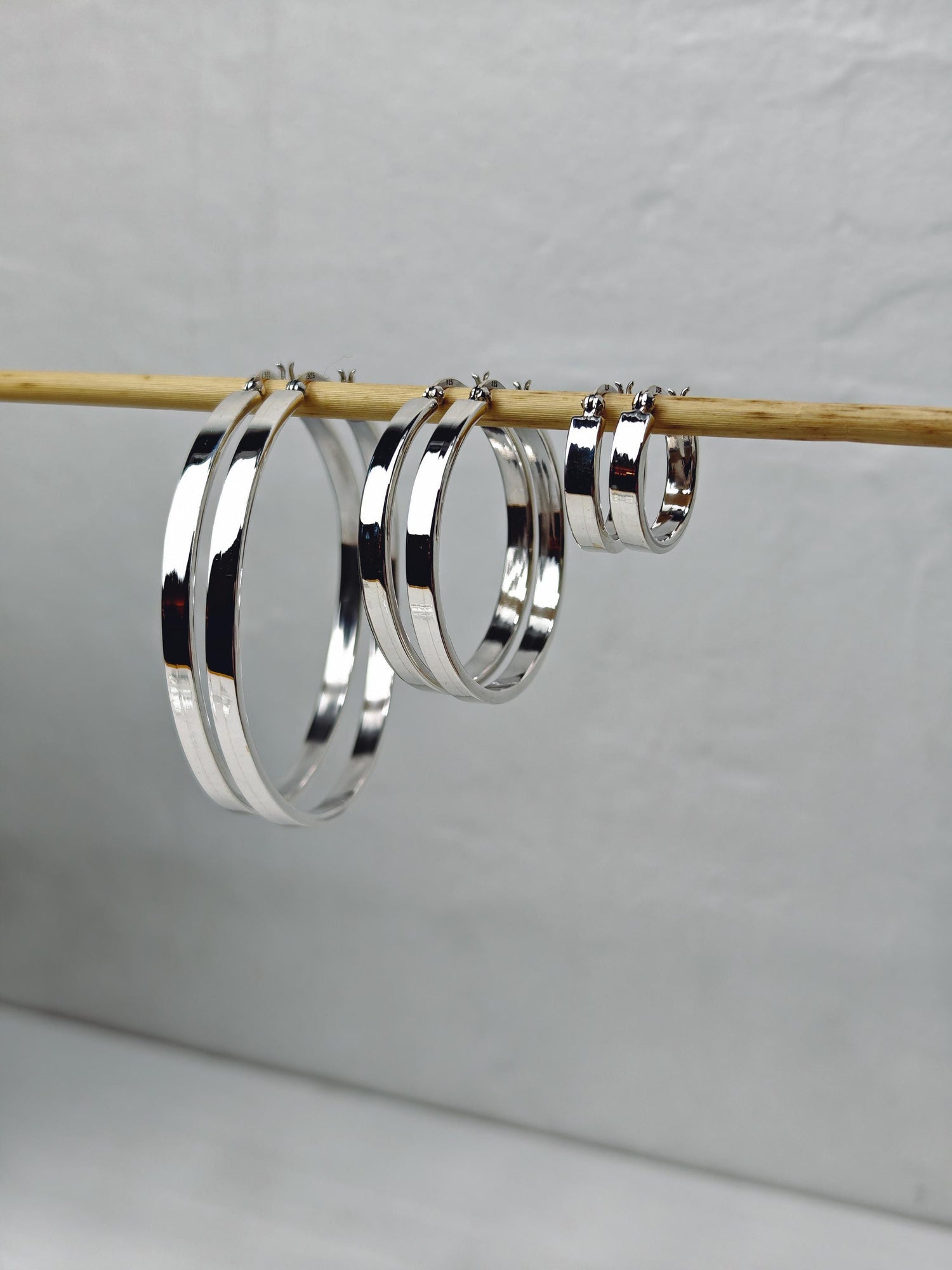 Flache breite 925 Silber Creolen, Chunky Sterling Silber Creolen 20mm, 40mm, 60 mm