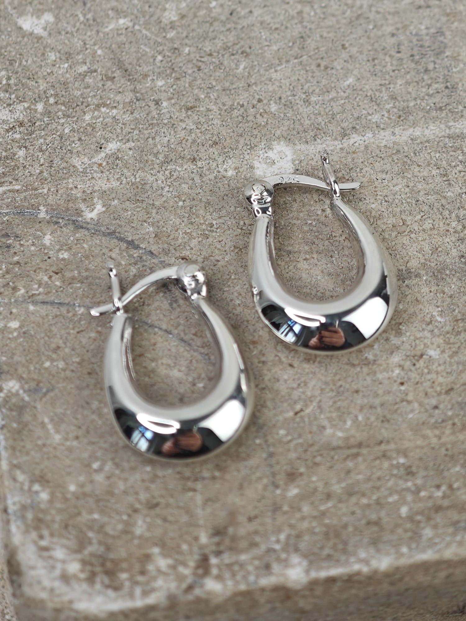 Breite kleine ovale 925 Silber Creolen 20 mm, Mini Sterlingsilber Creolen, Ohrringe aus 925 Silber