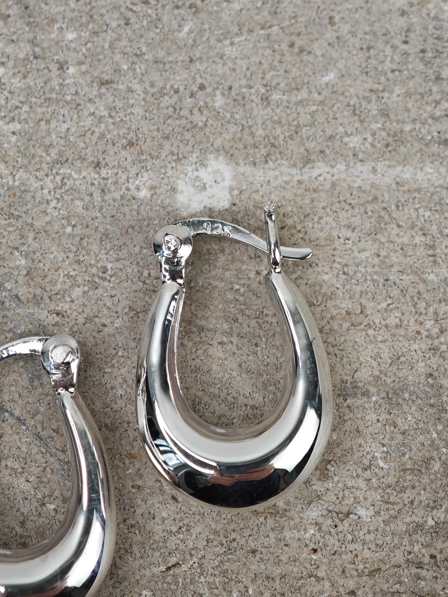 Breite kleine ovale 925 Silber Creolen 20 mm, Mini Sterlingsilber Creolen, Ohrringe aus 925 Silber