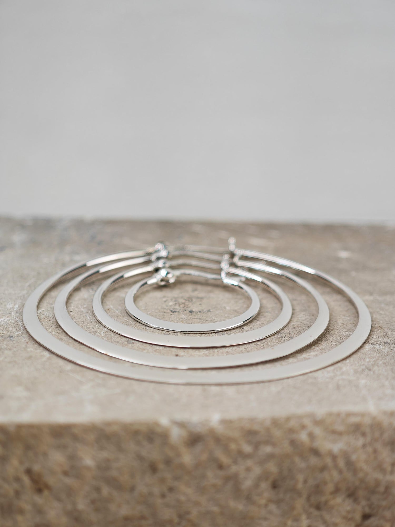 Flache 925 Silber Runde Creolen, Dünne Minimalistische Ohrringe, Sterlingsilber Creolen 20, 30, 40, 50 mm