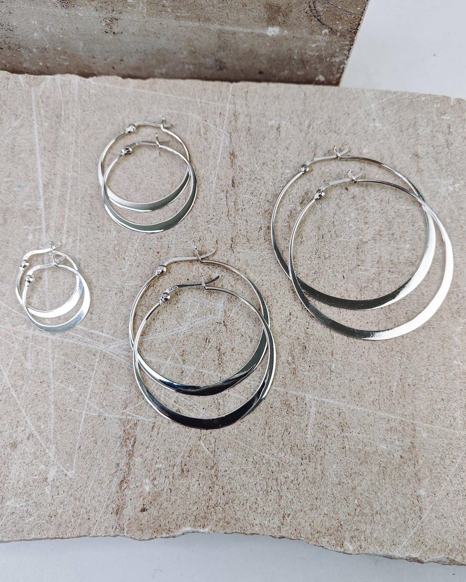 Flache 925 Silber Runde Creolen, Dünne Minimalistische Ohrringe, Sterlingsilber Creolen 20, 30, 40, 50 mm