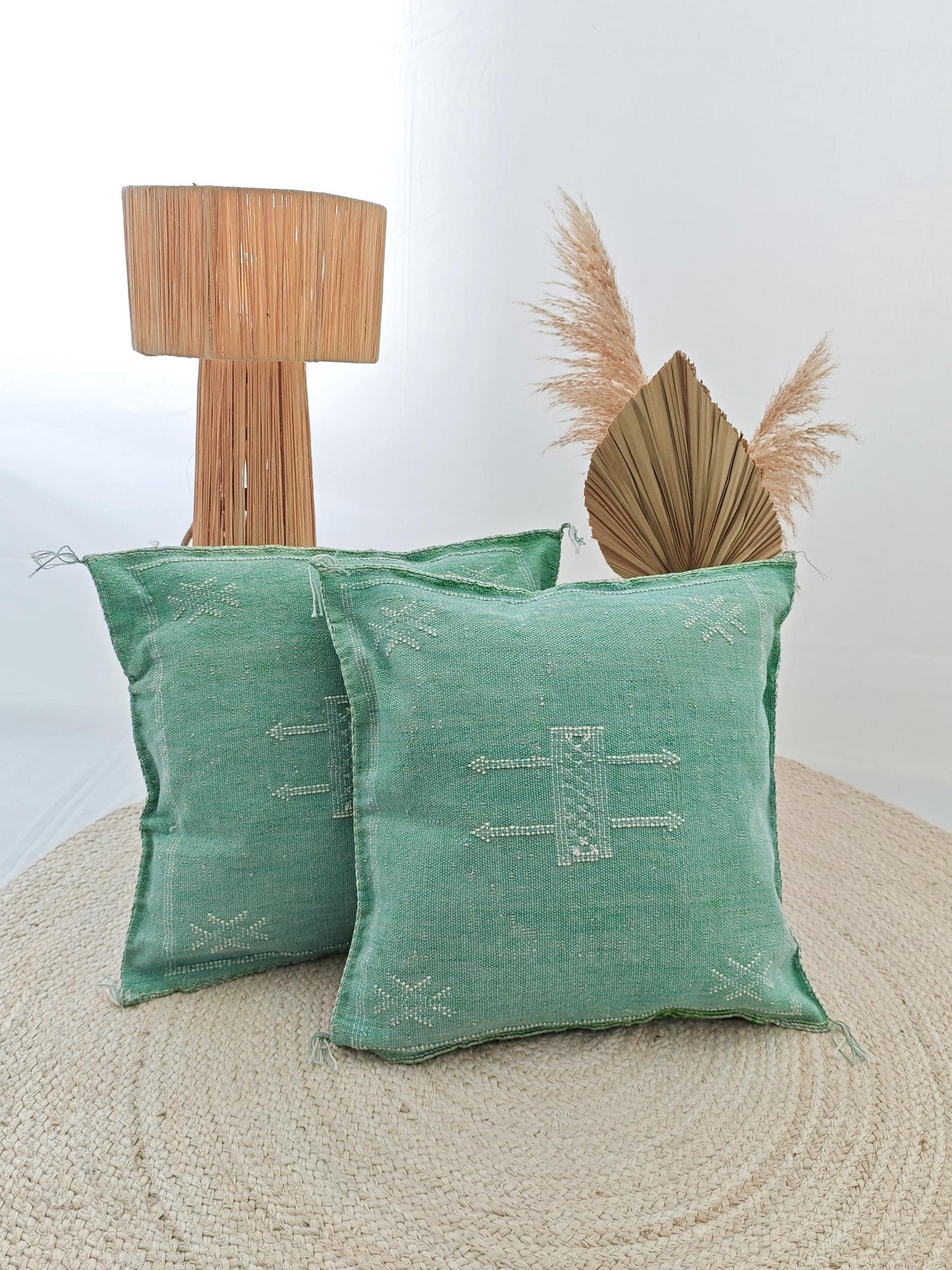 Sabra Pillow from Morocco, Boho Eclectic Cushion Cover, Moroccan Oriental Pillow Cover in Pistachio Green