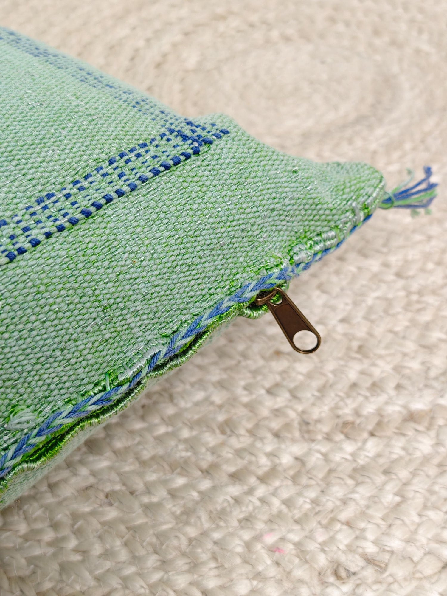 Coussin Sabra du Maroc, housse de coussin bohème éclectique, housse de coussin orientale marocaine en vert turquoise, vert