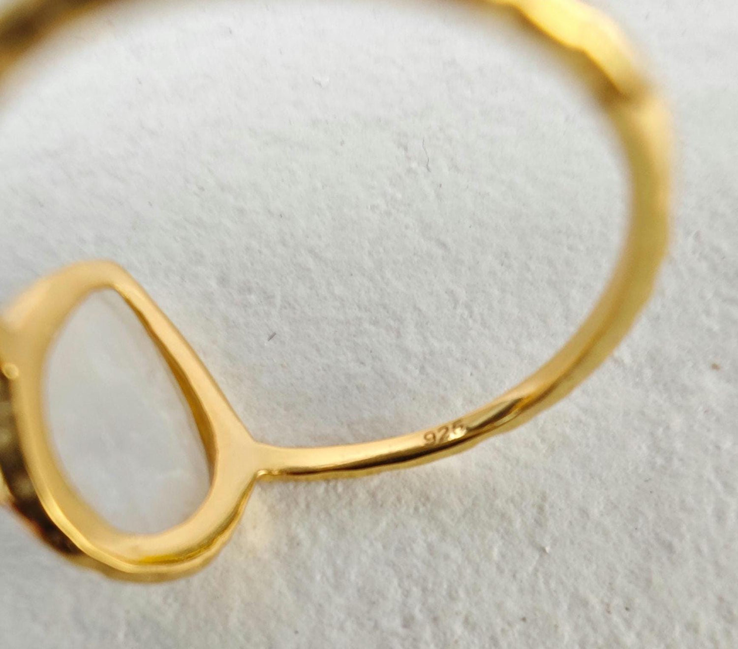 Moonstone ring made of 925 silver 18k gold plated, sterling silver ring gold plated with drop moonstone faceted