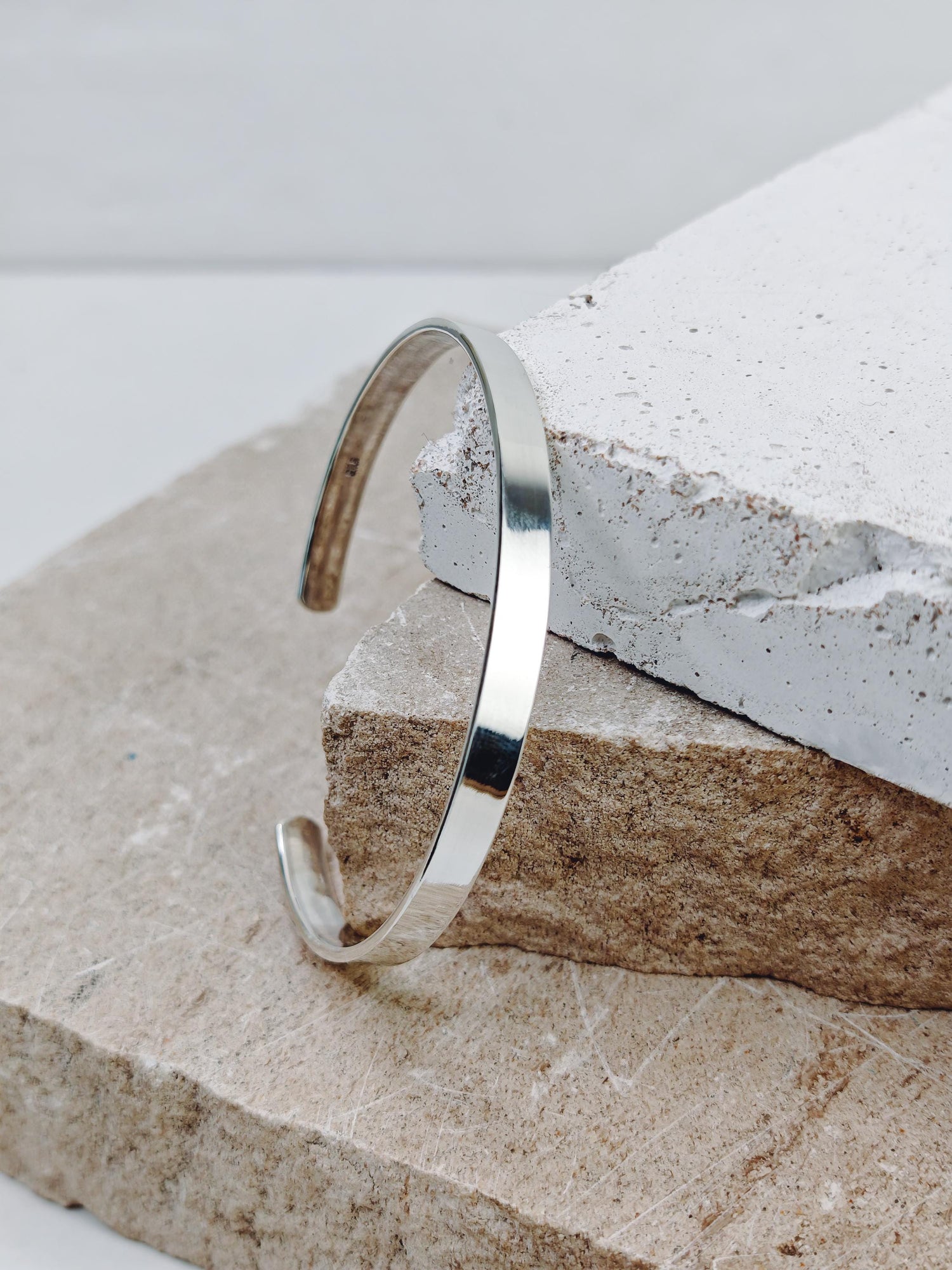Wide bangle made of 925 silver, adjustable, bangle made of solid sterling silver, minimalist simple bangle, smooth and simple