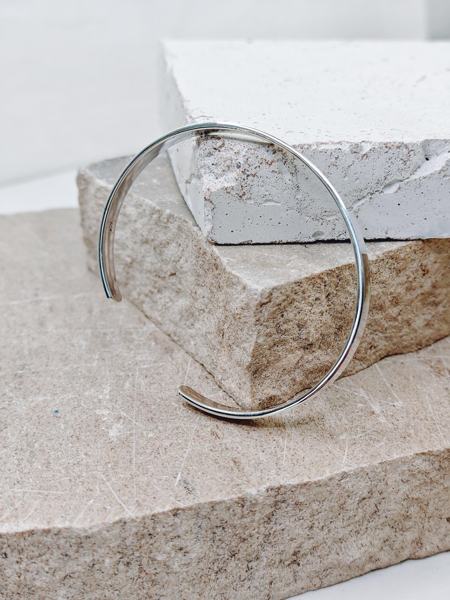 Wide bangle made of 925 silver, adjustable, bangle made of solid sterling silver, minimalist simple bangle, smooth and simple