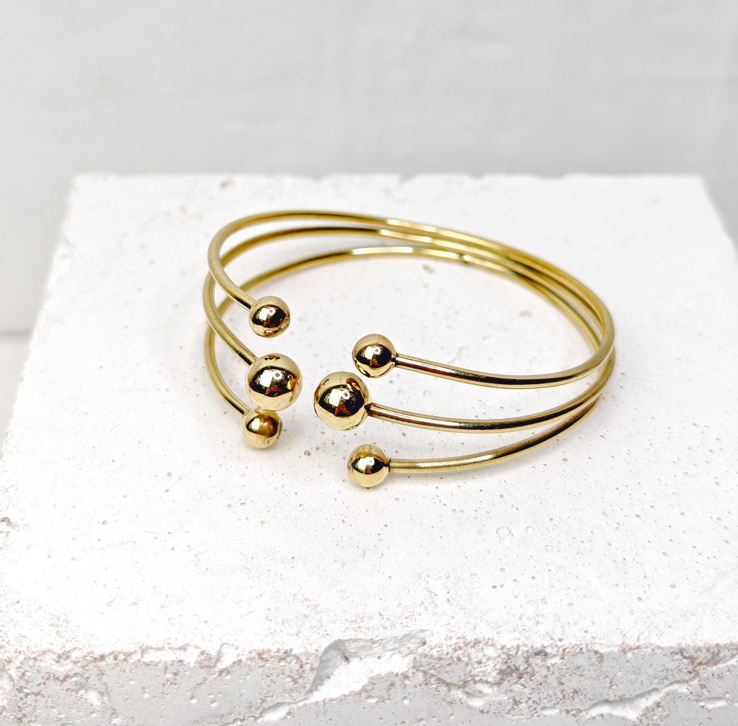 Bracelet réglable doré, bracelet boule, bracelet ludique en laiton, manchette bracelet doré