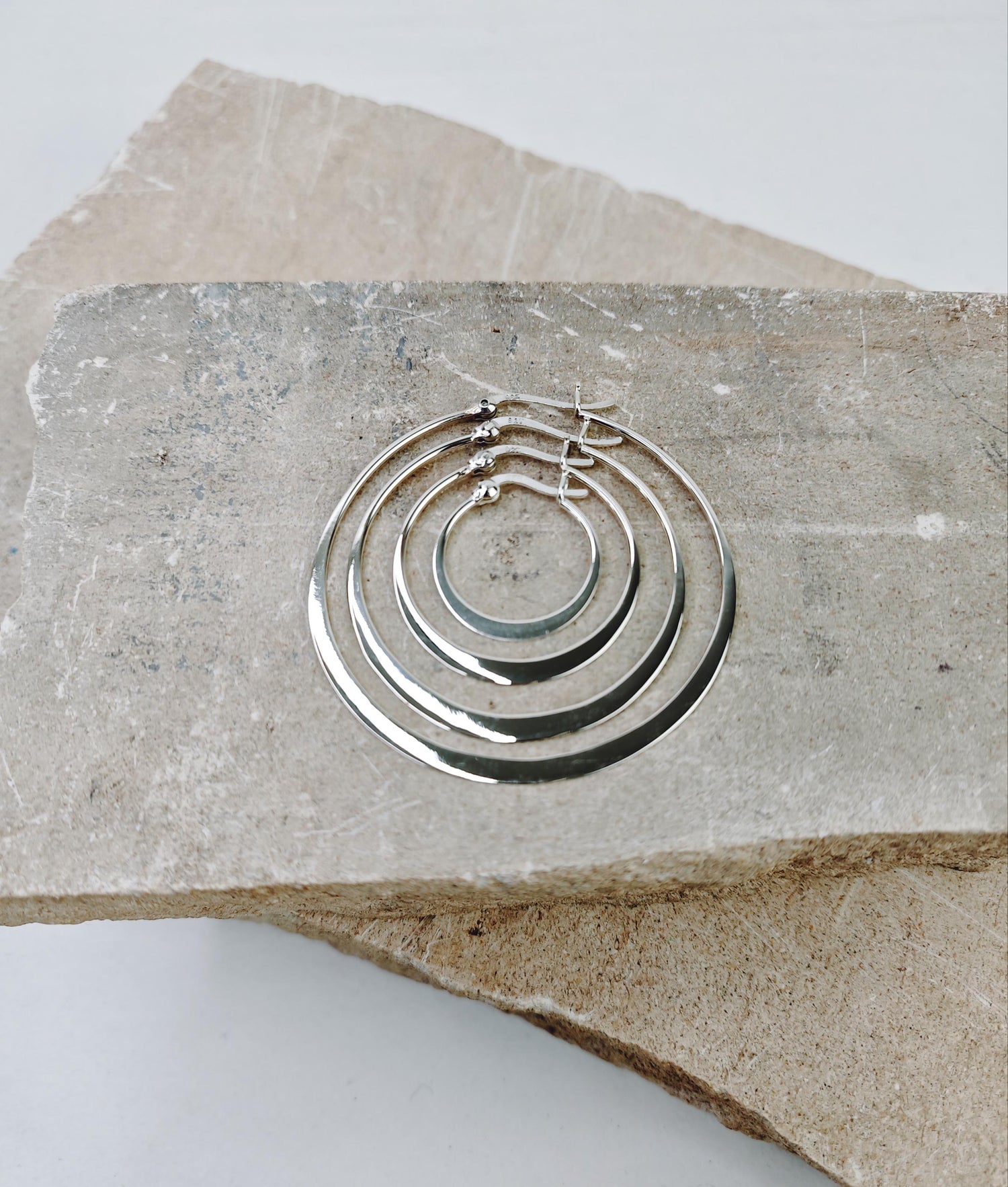 Flache 925 Silber Runde Creolen, Dünne Minimalistische Ohrringe, Sterlingsilber Creolen 20, 30, 40, 50 mm