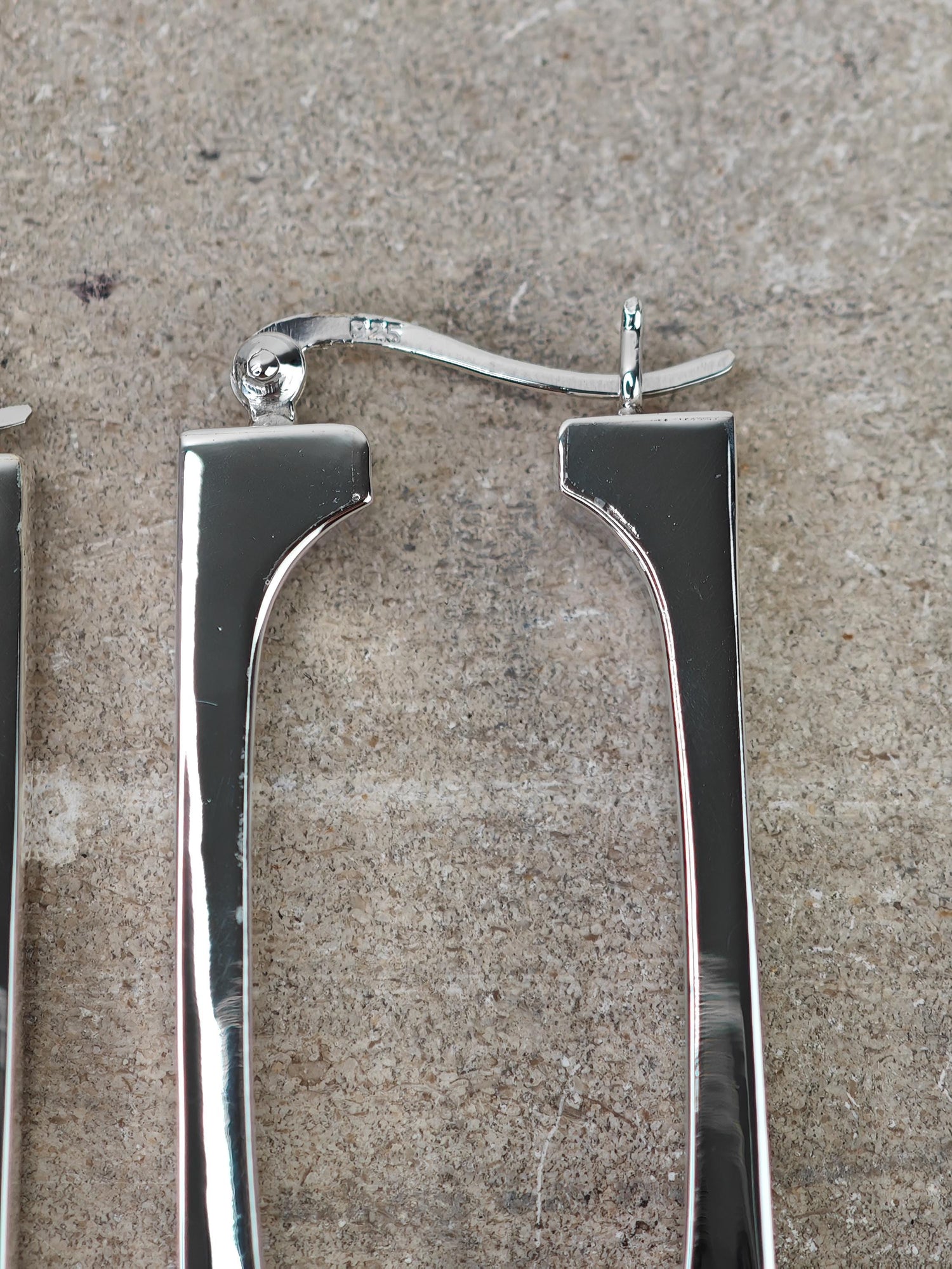 Chunky Silver 925 Hoop Earrings, Geometric Earrings, Rectangular, Minimalist, Rectangle Earrings, Silver Earrings, Statement Hoop Earrings