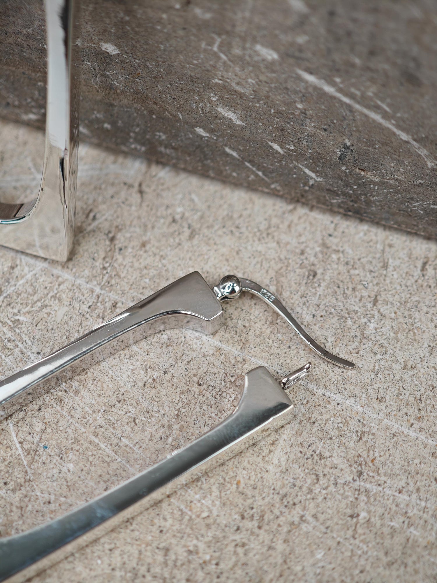 Chunky Silber 925 Creolen, Geometrische Ohrringe, Rechteckig, Minimalistisch, Rechteck Ohrringe, Silberohrringe, Statement Creolen