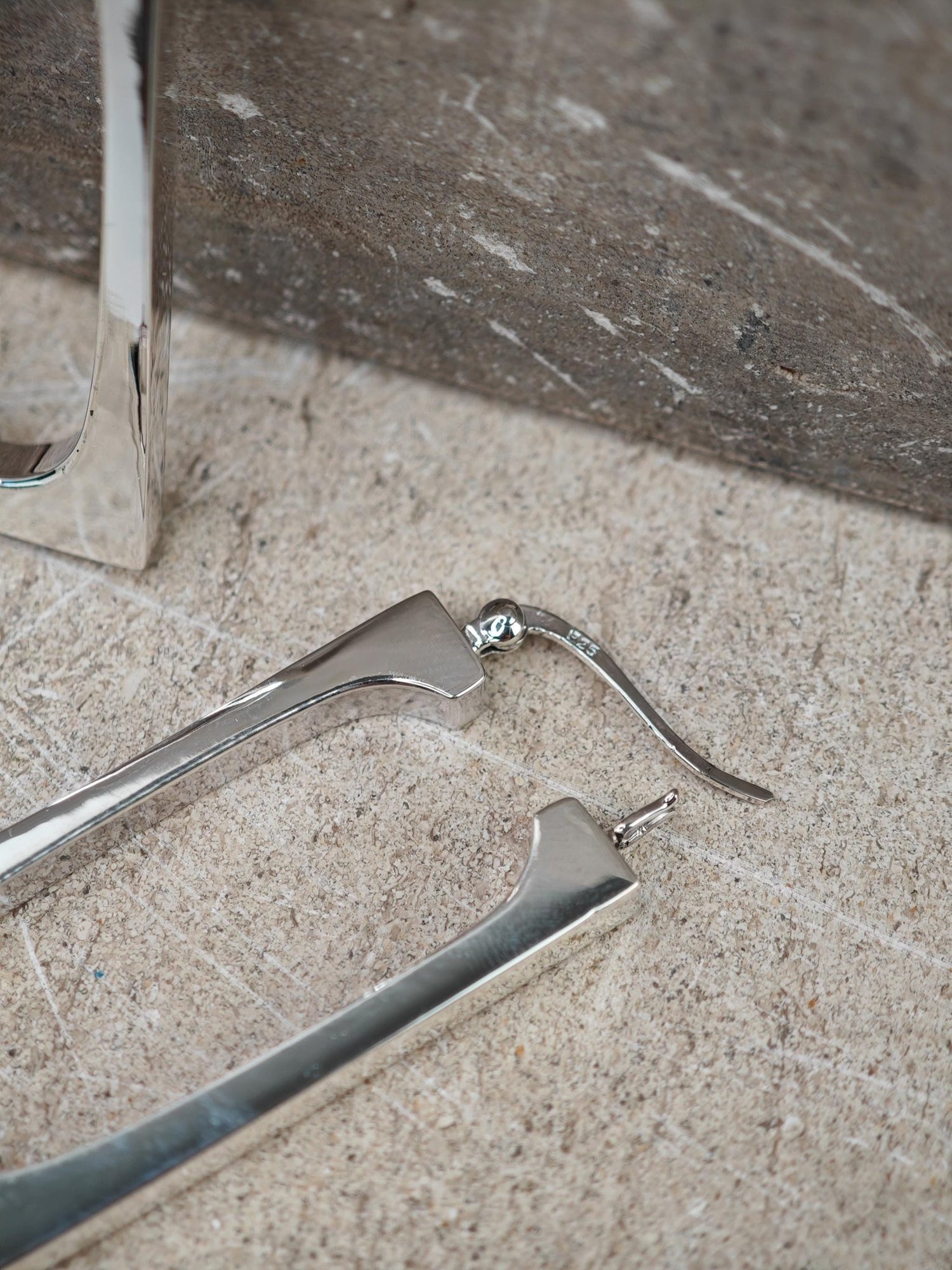 Chunky Silber 925 Creolen, Geometrische Ohrringe, Rechteckig, Minimalistisch, Rechteck Ohrringe, Silberohrringe, Statement Creolen - CocosyBerlin