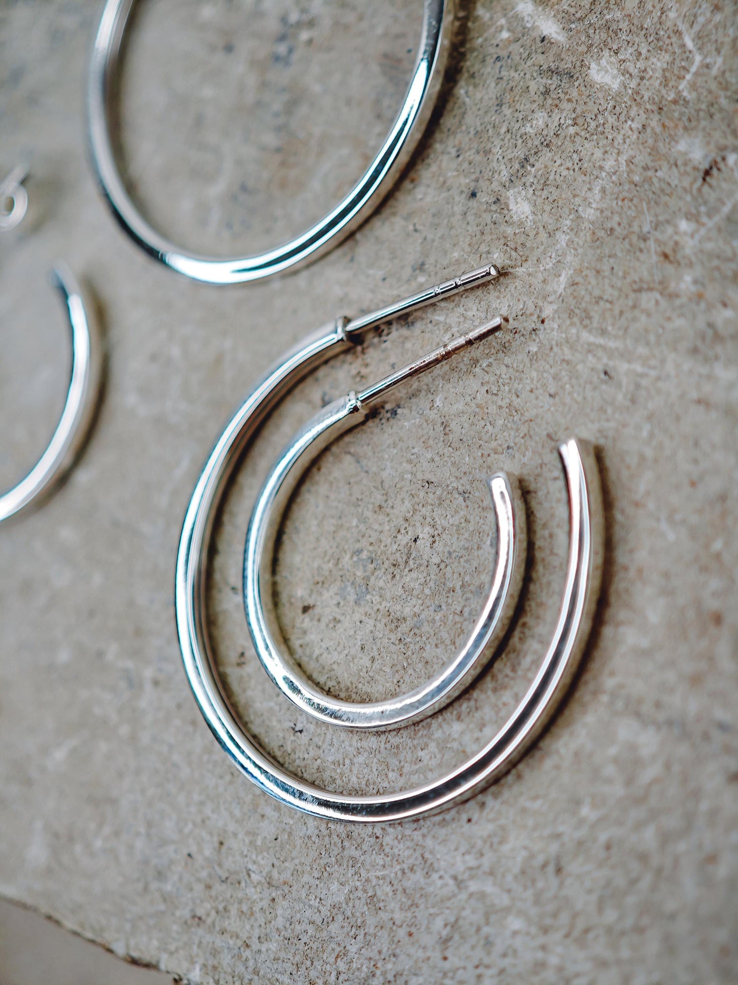 Offene Creolen aus Silber 925, Creolen 20mm 30mm, Sterling Silber Ohrstecker Creolen, Silber Creolen eckig, square tube Ohrringe