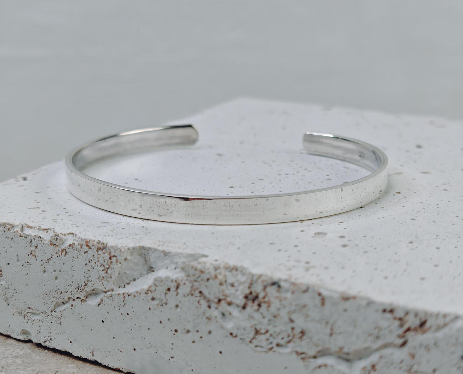 Wide bangle made of 925 silver, adjustable, bangle made of solid sterling silver, minimalist simple bangle, smooth and simple