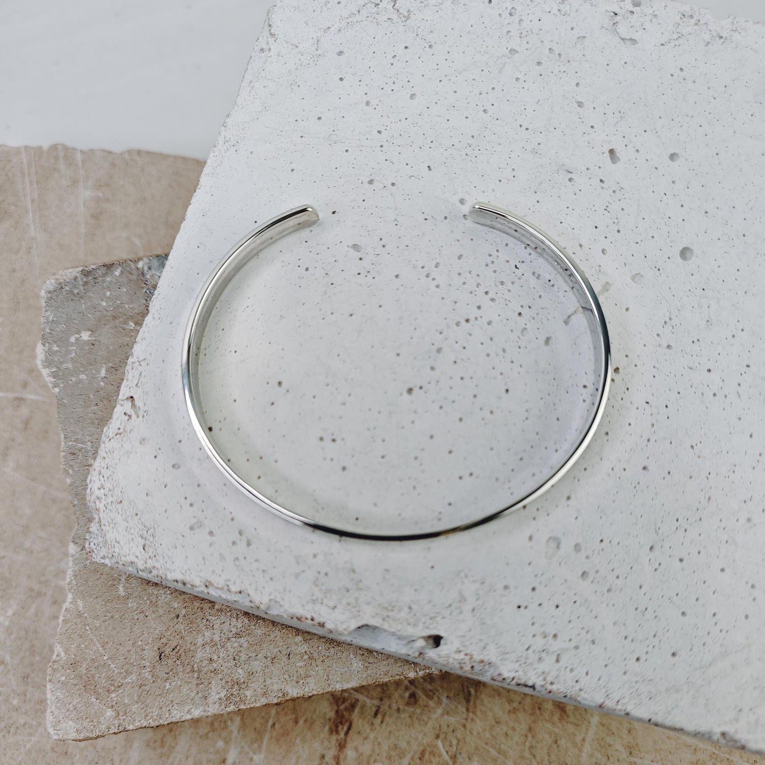 Wide bangle made of 925 silver, adjustable, bangle made of solid sterling silver, minimalist simple bangle, smooth and simple