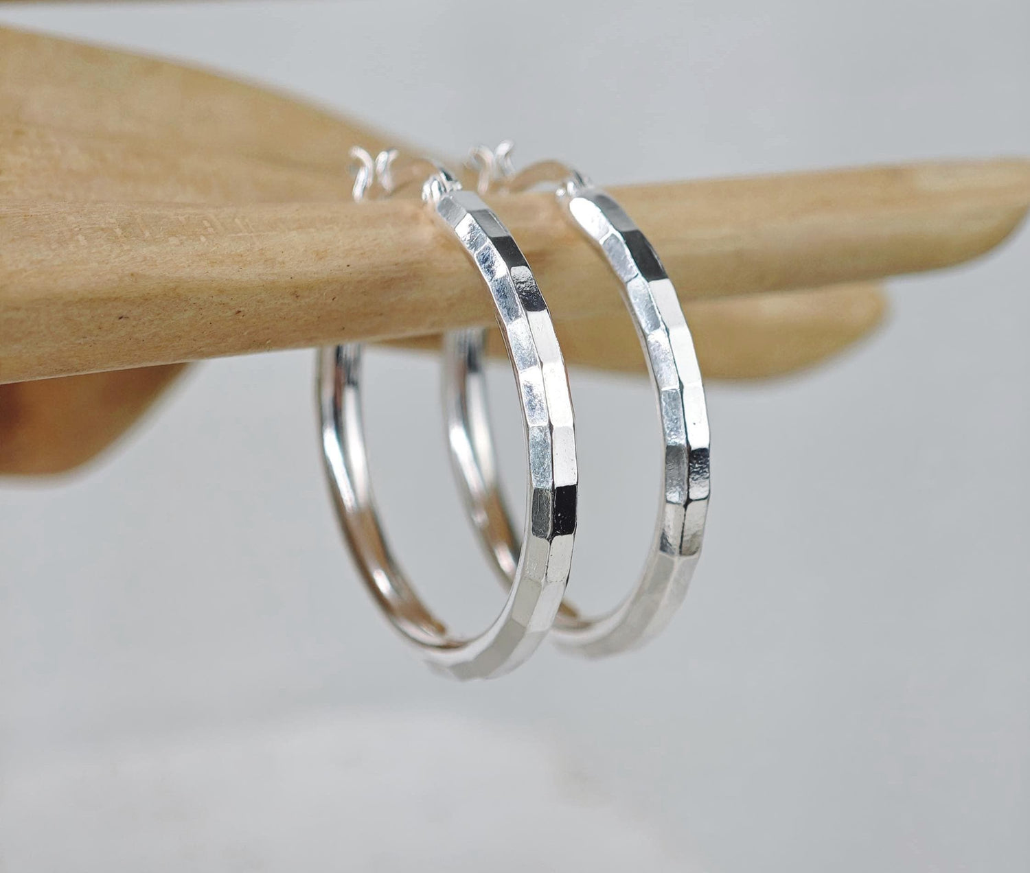 Faceted hoop earrings made of 925 silver, disco ball silver earrings