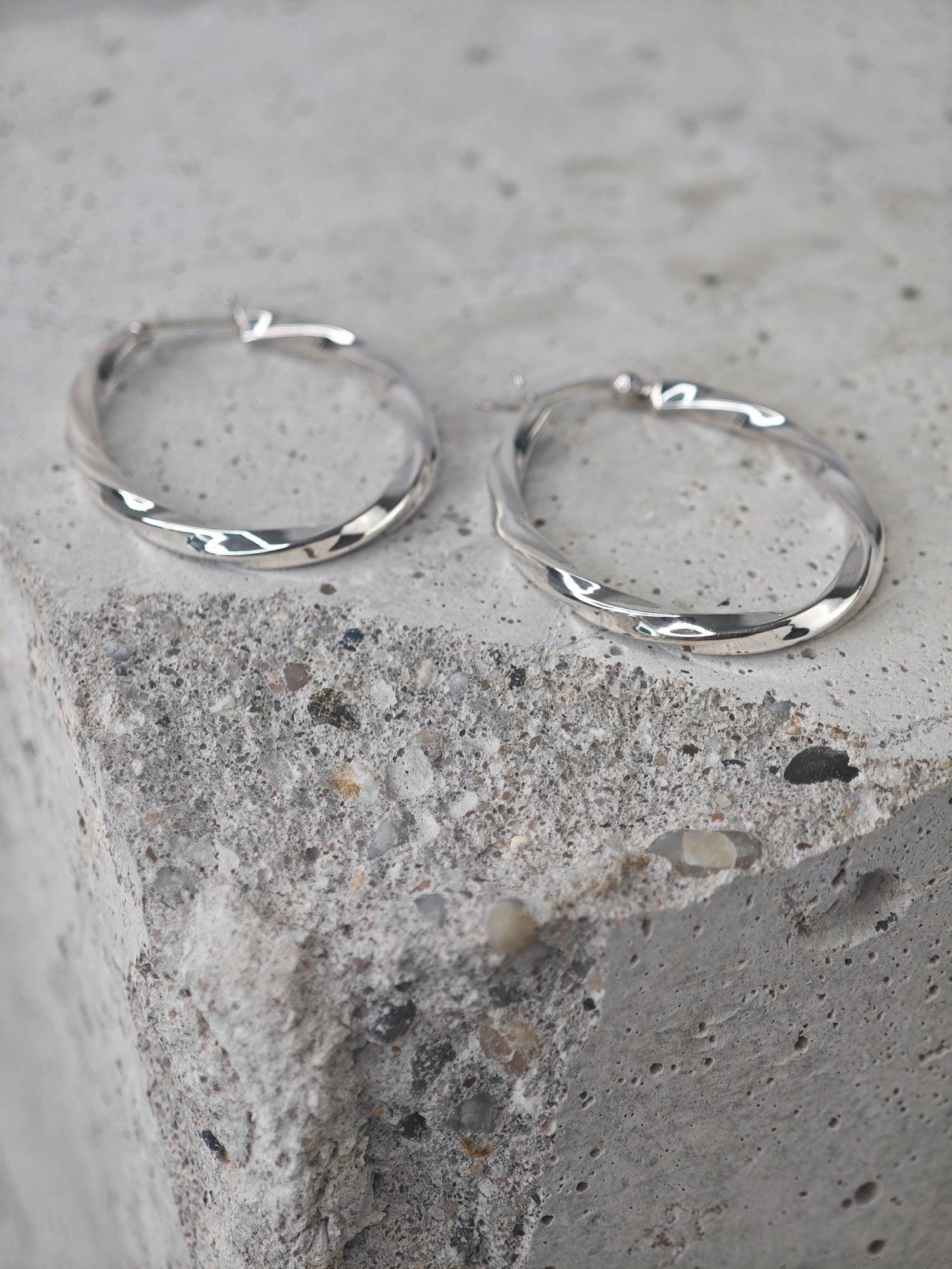 Twisted ovale 925 Silber Creolen, Chunky Twist Sterling Silber Creolen - CocosyBerlin