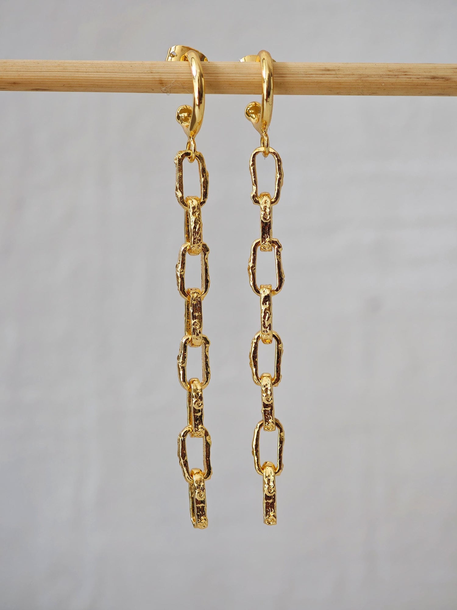 goldene Statement Chunky Kettenglieder Ohrringe mit 18K Vergoldung, Link Chain Creolen, Chain Ohrstecker gold