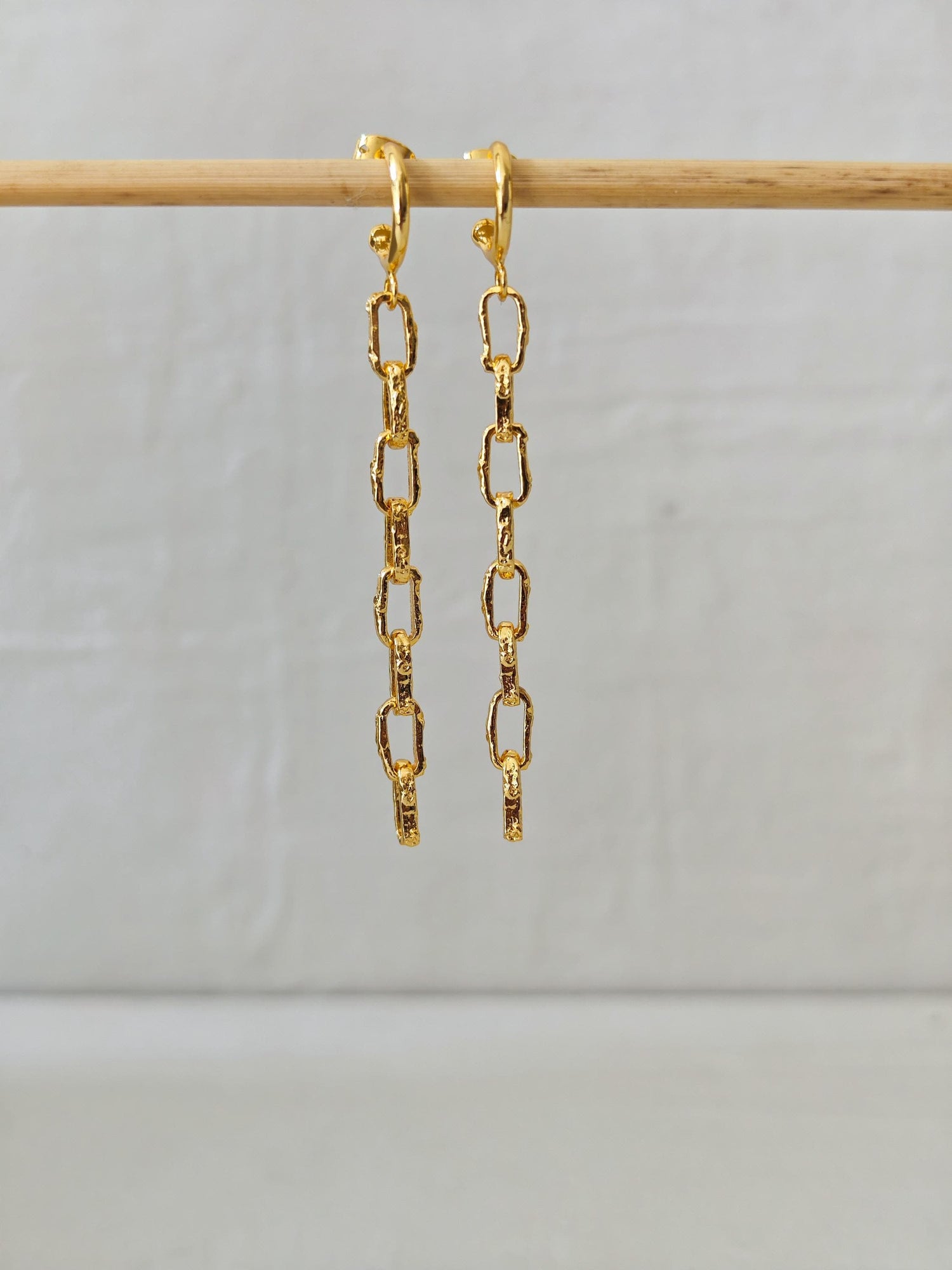 goldene Statement Chunky Kettenglieder Ohrringe mit 18K Vergoldung, Link Chain Creolen, Chain Ohrstecker gold