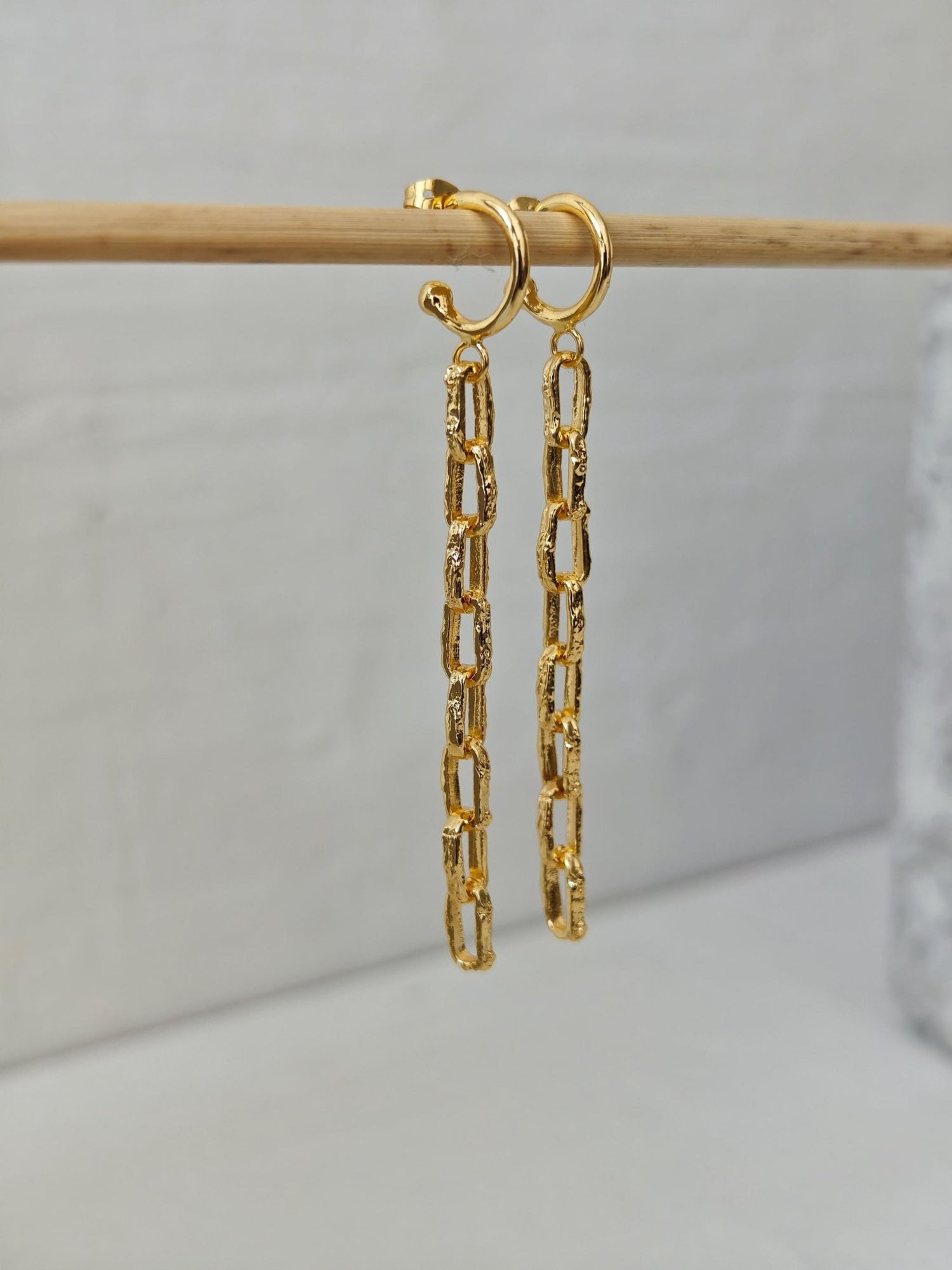 goldene Statement Chunky Kettenglieder Ohrringe mit 18K Vergoldung, Link Chain Creolen, Chain Ohrstecker gold - CocosyBerlin