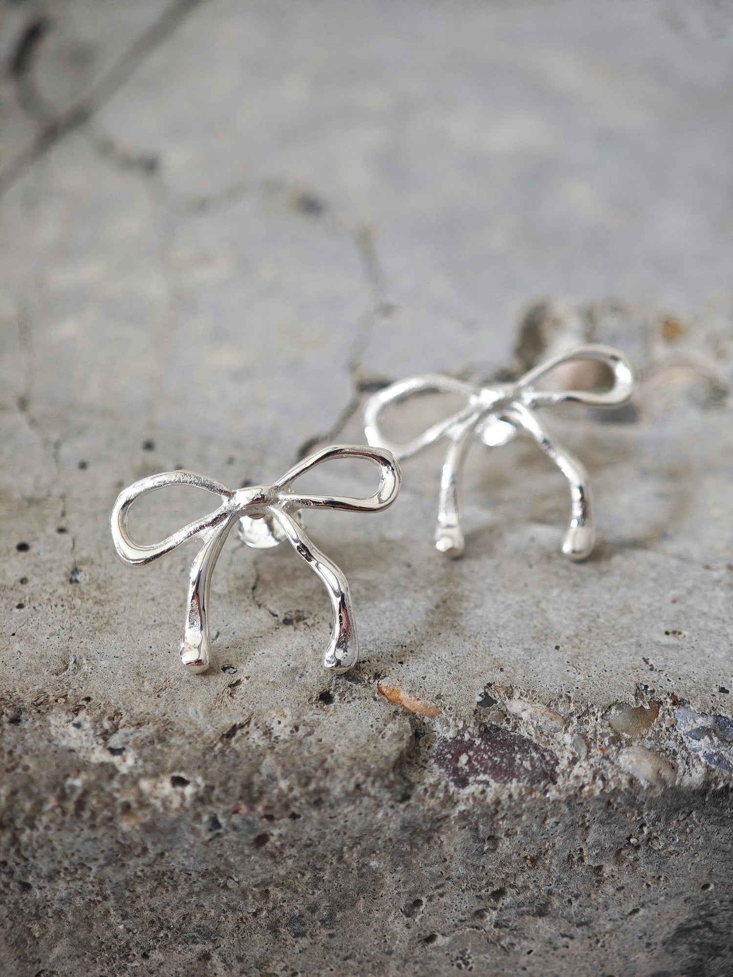 Bow earrings made of 925 silver, handmade, 'Bow' stud earrings
