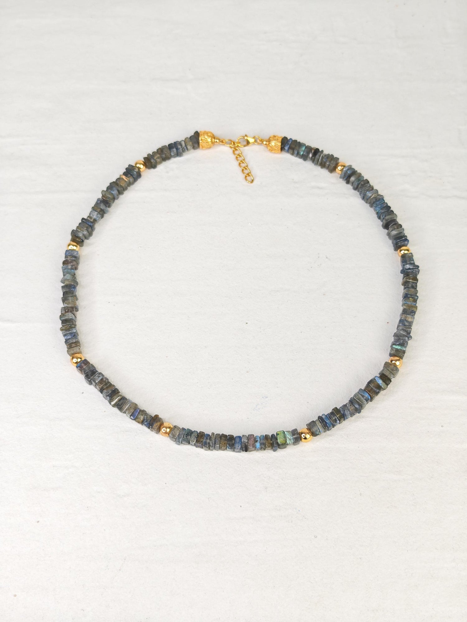 Northern Lights – Labradorite and gold-plated sterling silver necklace, pearl necklace