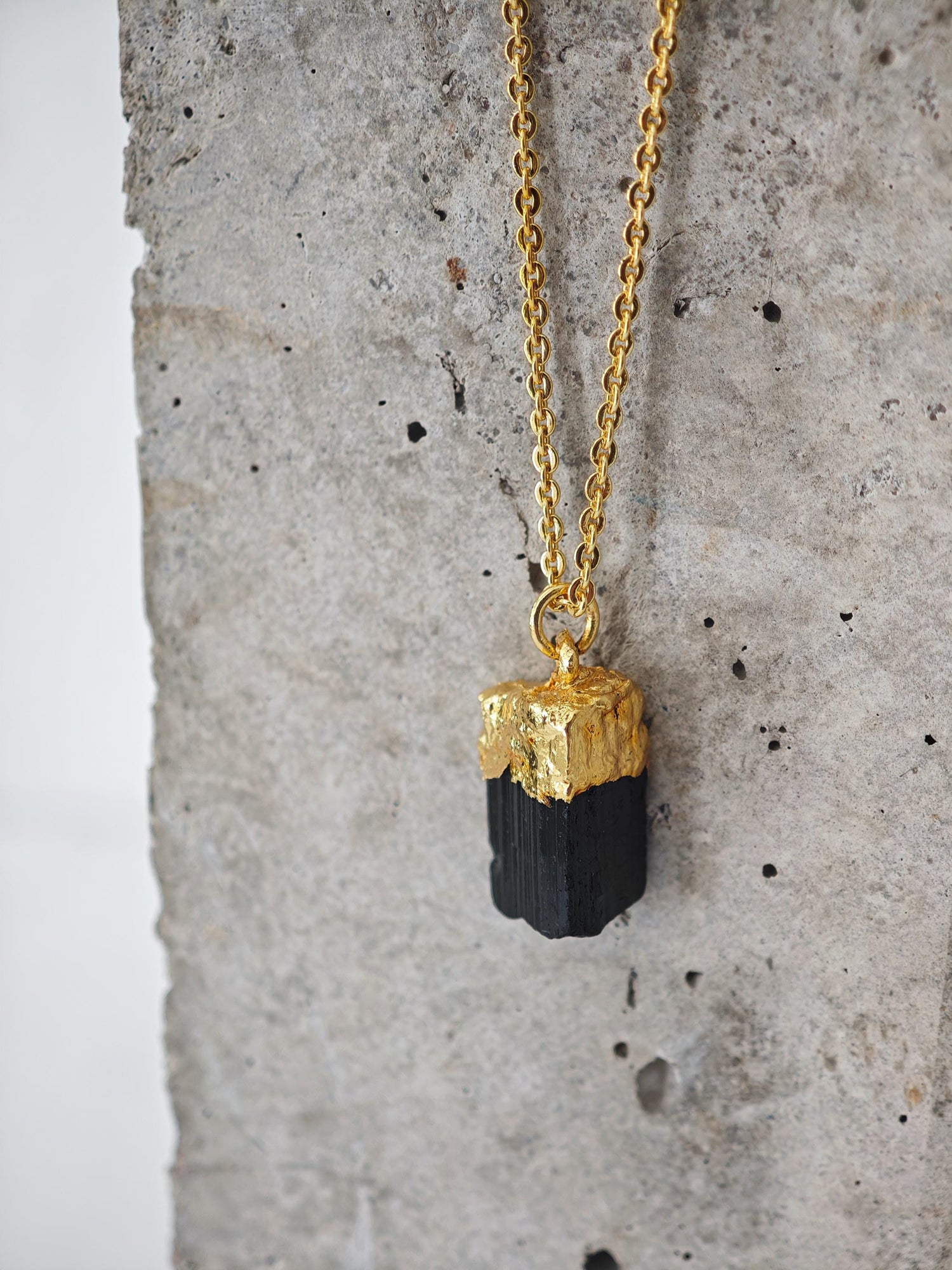 golden necklace with tourmaline pendant 18K gold plating, handmade gemstone necklace