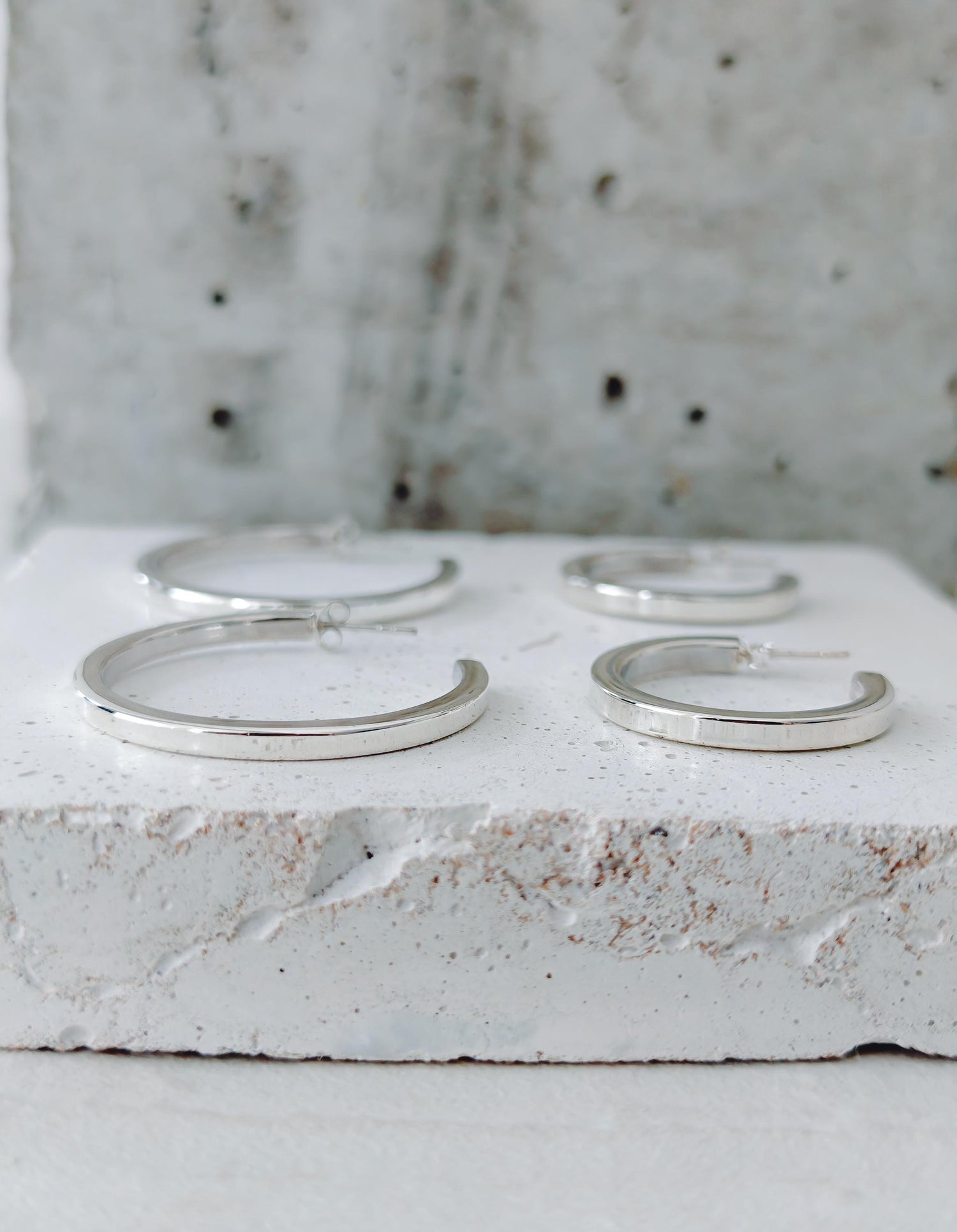 Breite Chunky Creolen aus 925 Silber 30mm oder 40mm, Ohrstecker quadratische offene Creolen