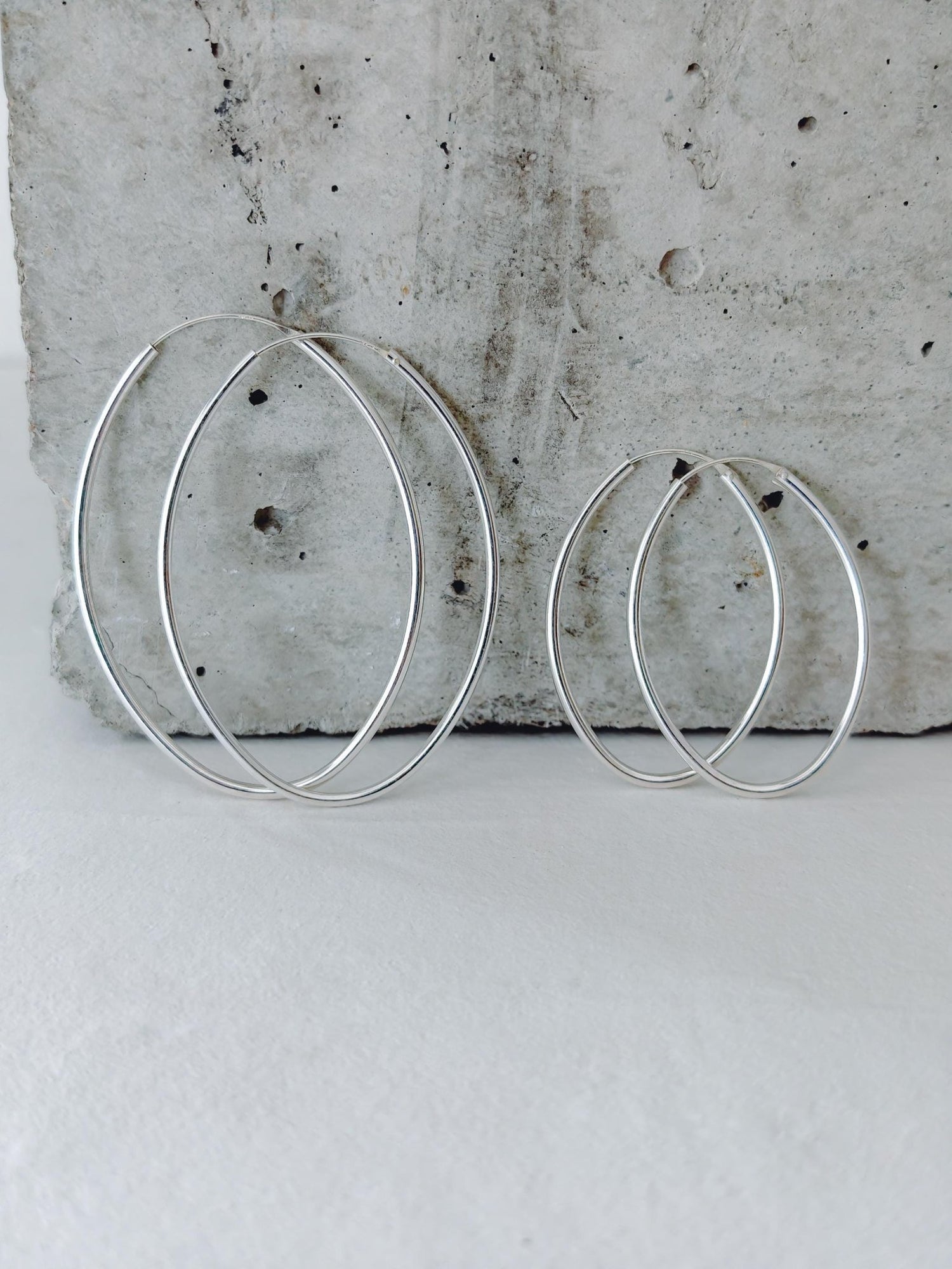 Ovale Creolen aus 925 Silber 45mm oder 65mm, Minimalistische Statement Ohrringe Oval - CocosyBerlin