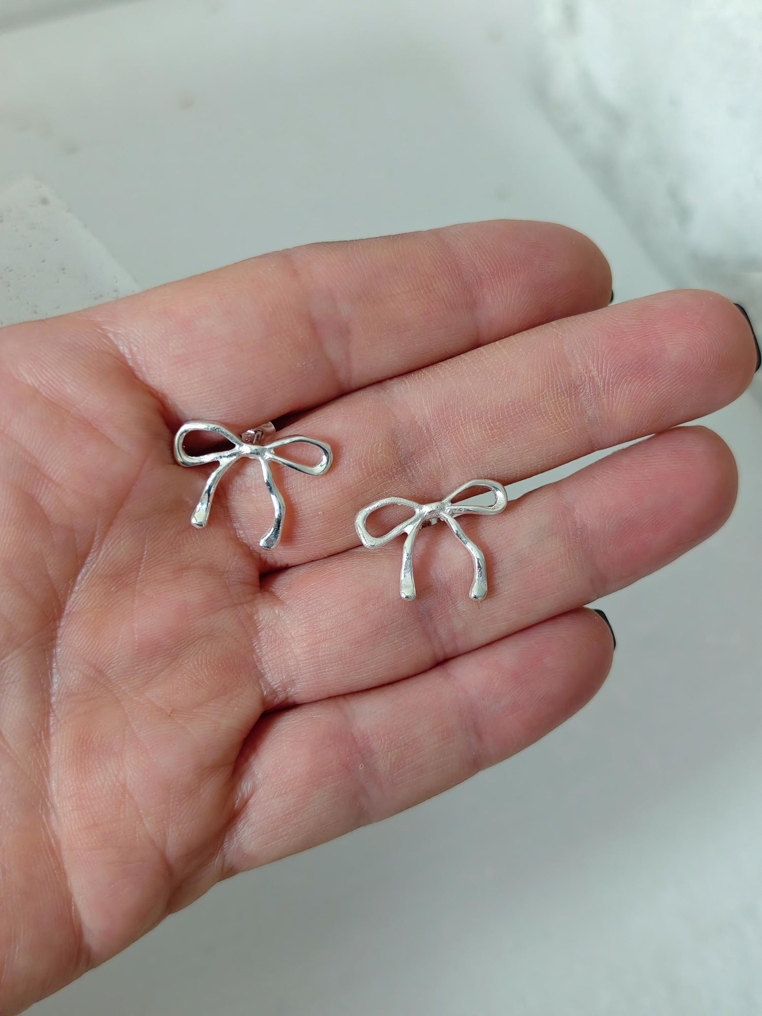 Schleifen Ohrringe aus 925 Silber, handgefertigt, 'Bow' Ohrstecker