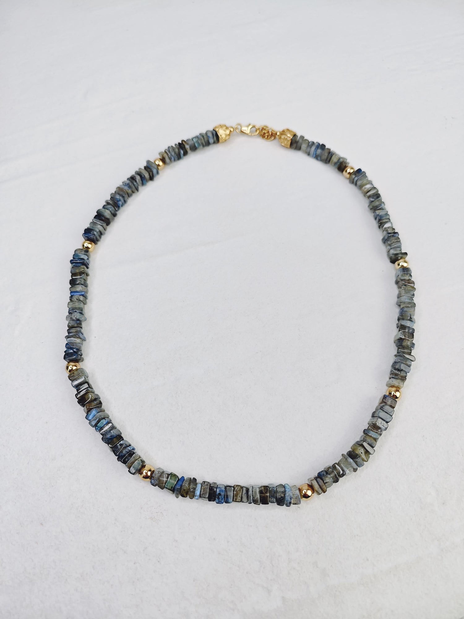 Northern Lights – Labradorite and gold-plated sterling silver necklace, pearl necklace