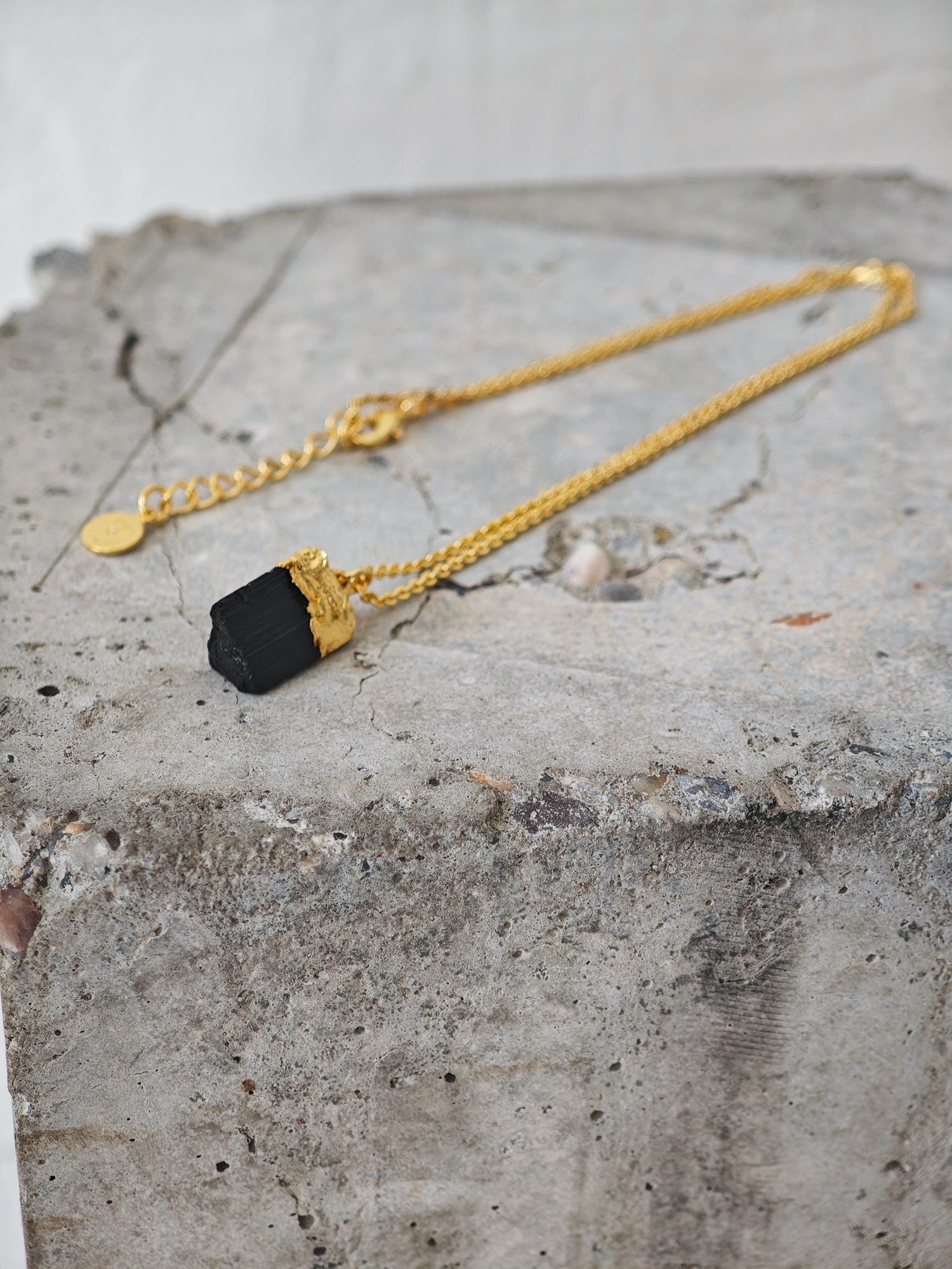 golden necklace with tourmaline pendant 18K gold plating, handmade gemstone necklace