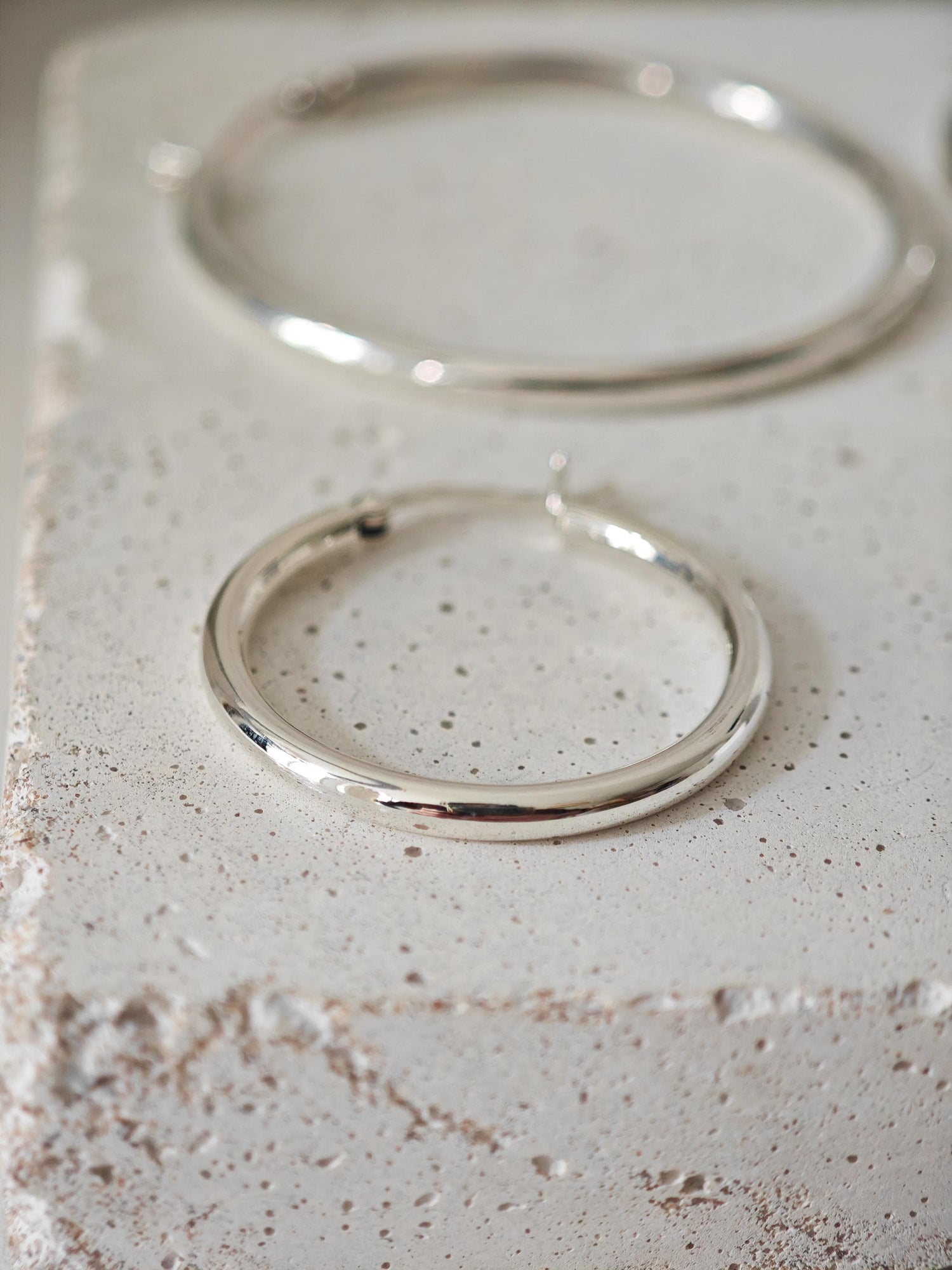 Hoop earrings made of 925 silver, minimalist earrings, wide hoop earrings 3 mm x 30, 40 or 50 mm