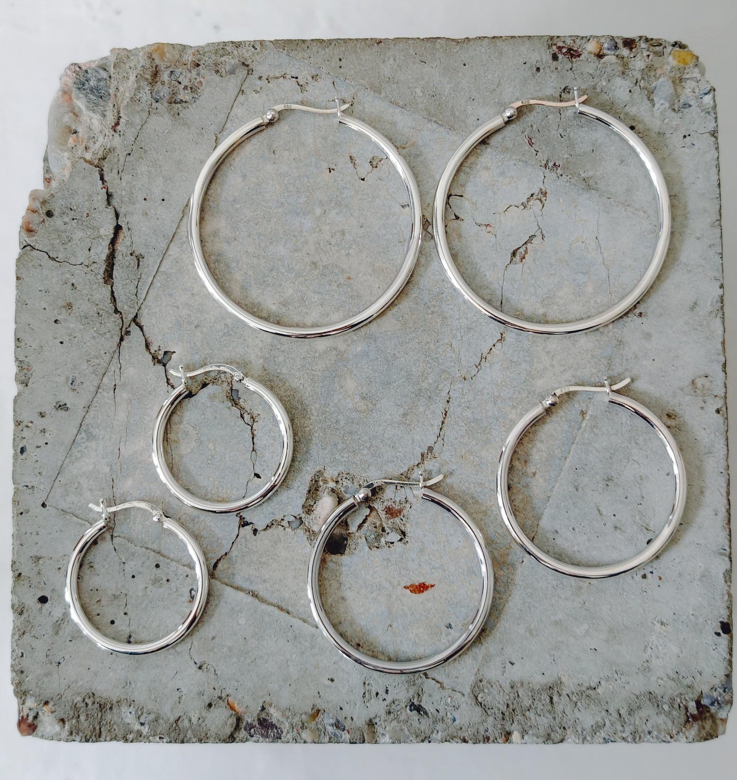 Creolen aus 925 Silber, Minimalistische Ohrringe, breite Hoop Ohrringe 3mm x 30, 40 oder 50 mm - CocosyBerlin