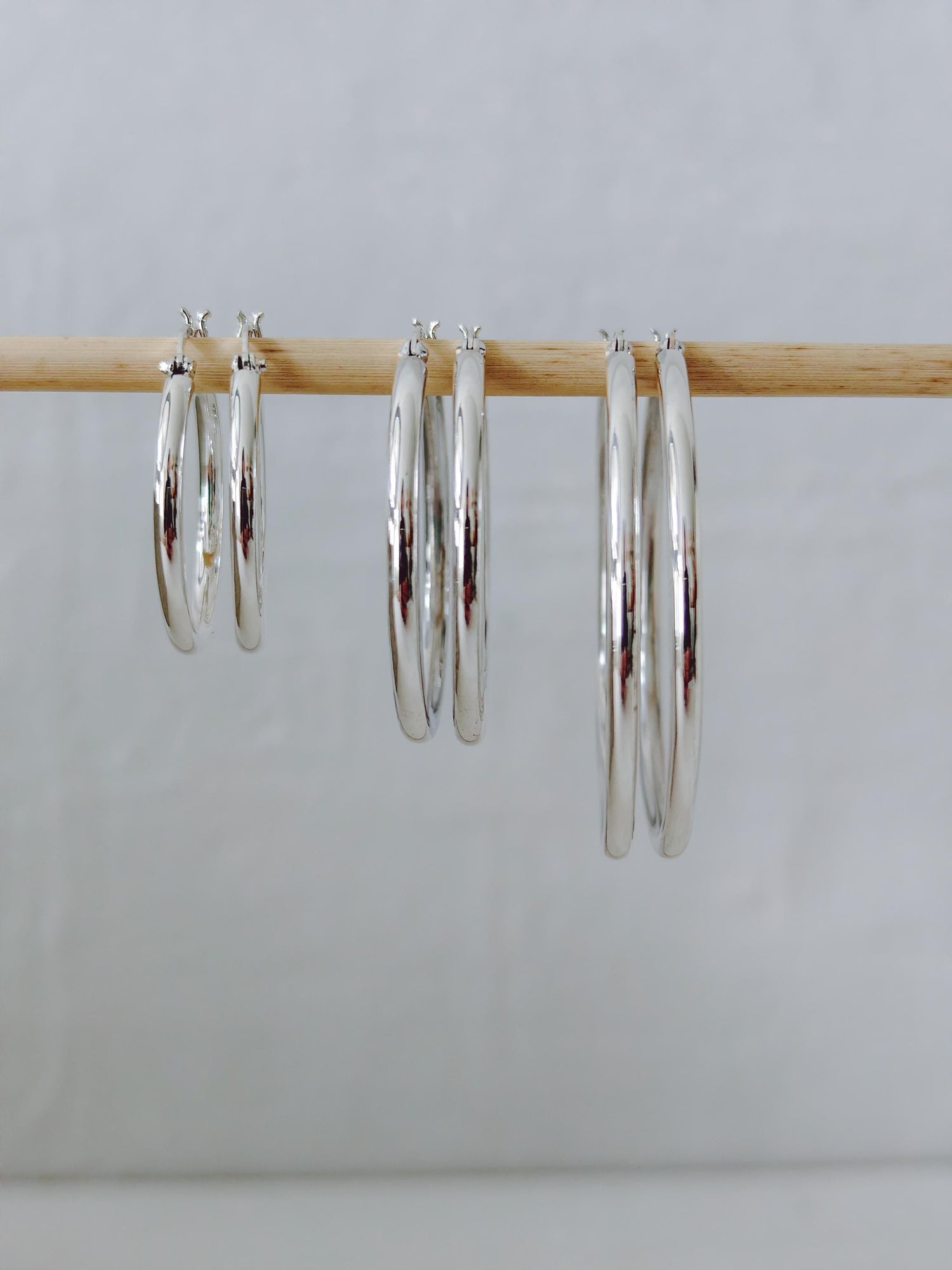 Hoop earrings made of 925 silver, minimalist earrings, wide hoop earrings 3 mm x 30, 40 or 50 mm