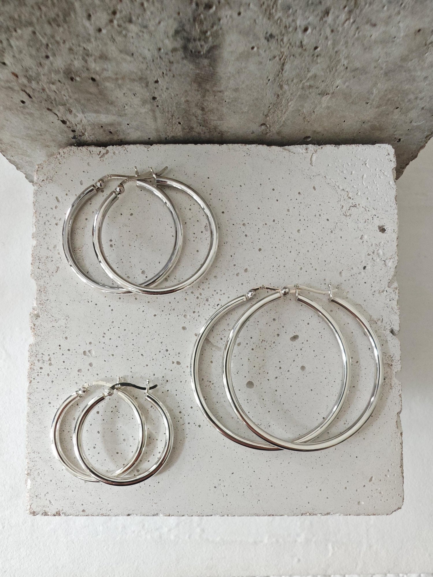 Hoop earrings made of 925 silver, minimalist earrings, wide hoop earrings 3 mm x 30, 40 or 50 mm