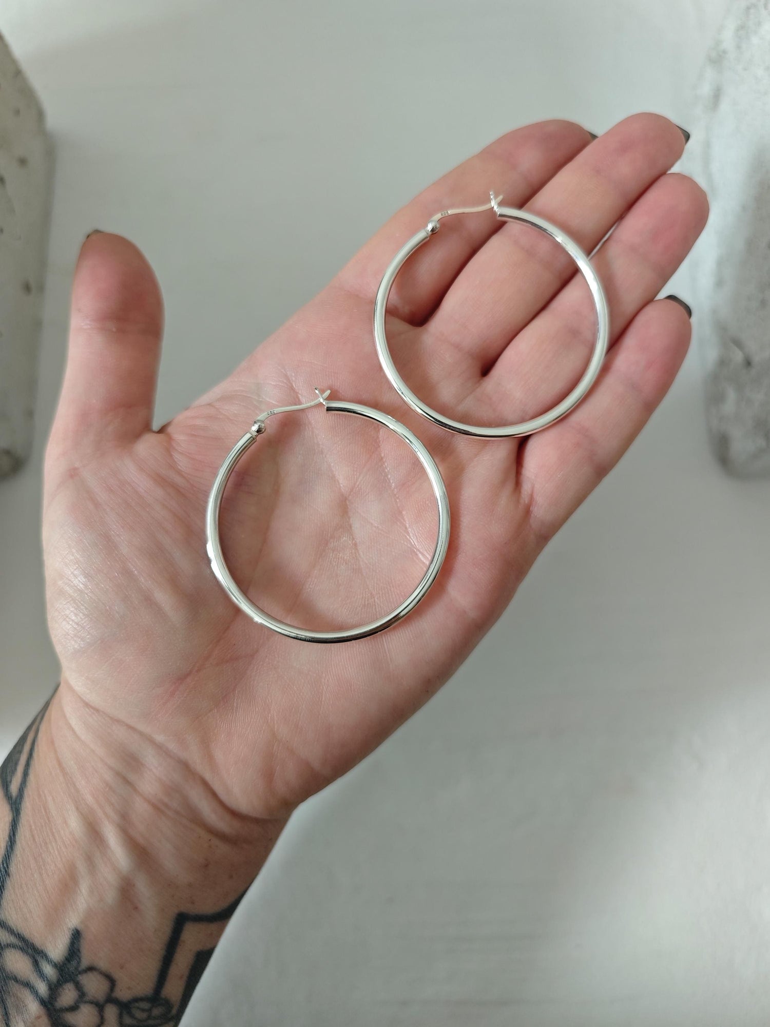 Hoop earrings made of 925 silver, minimalist earrings, wide hoop earrings 3 mm x 30, 40 or 50 mm