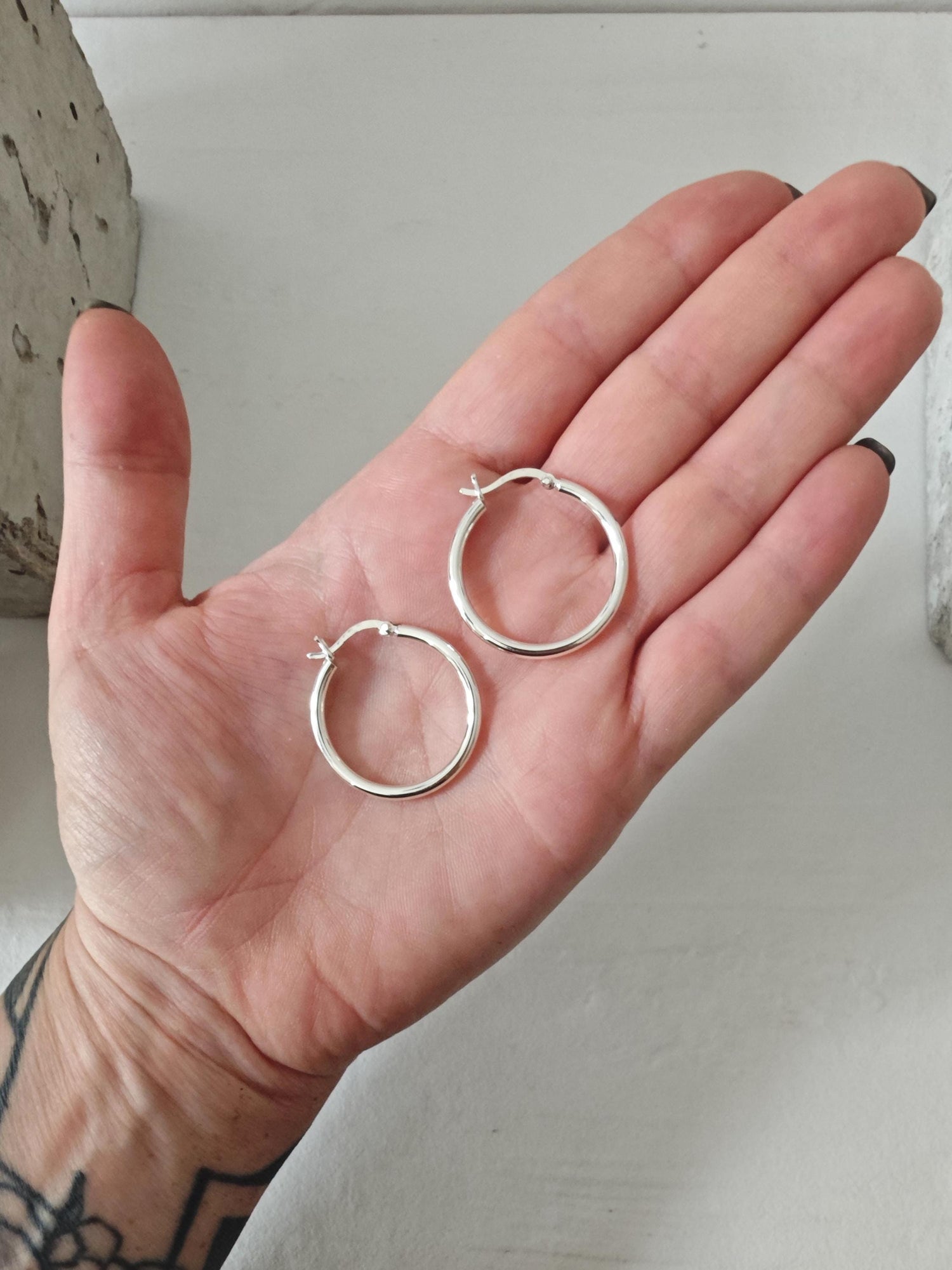 Hoop earrings made of 925 silver, minimalist earrings, wide hoop earrings 3 mm x 30, 40 or 50 mm