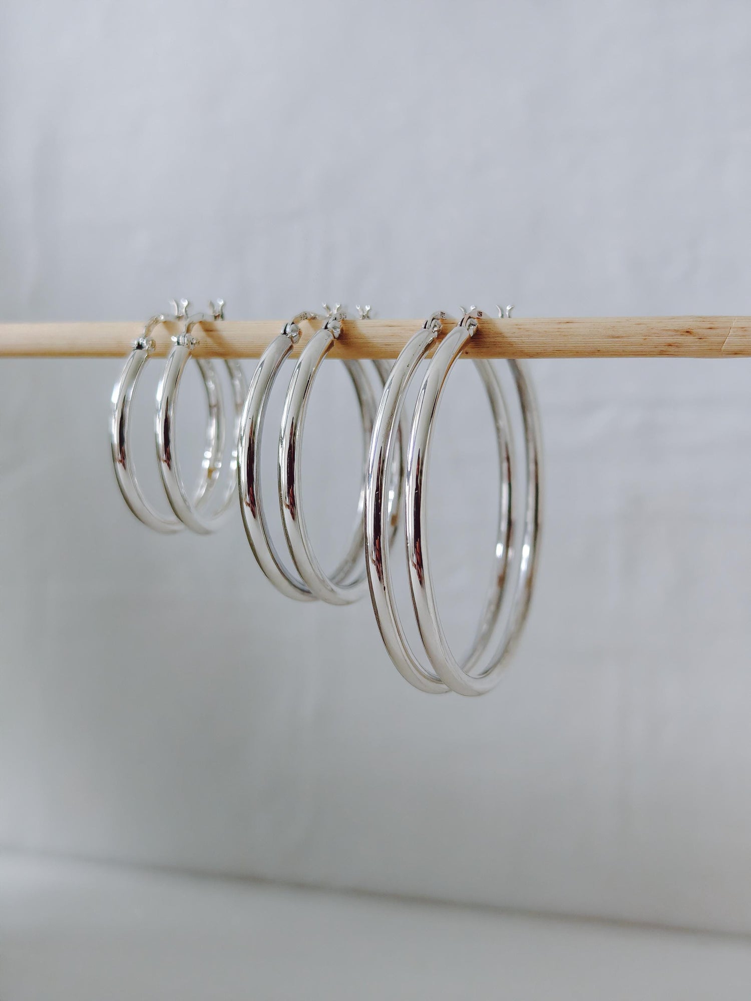 Hoop earrings made of 925 silver, minimalist earrings, wide hoop earrings 3 mm x 30, 40 or 50 mm