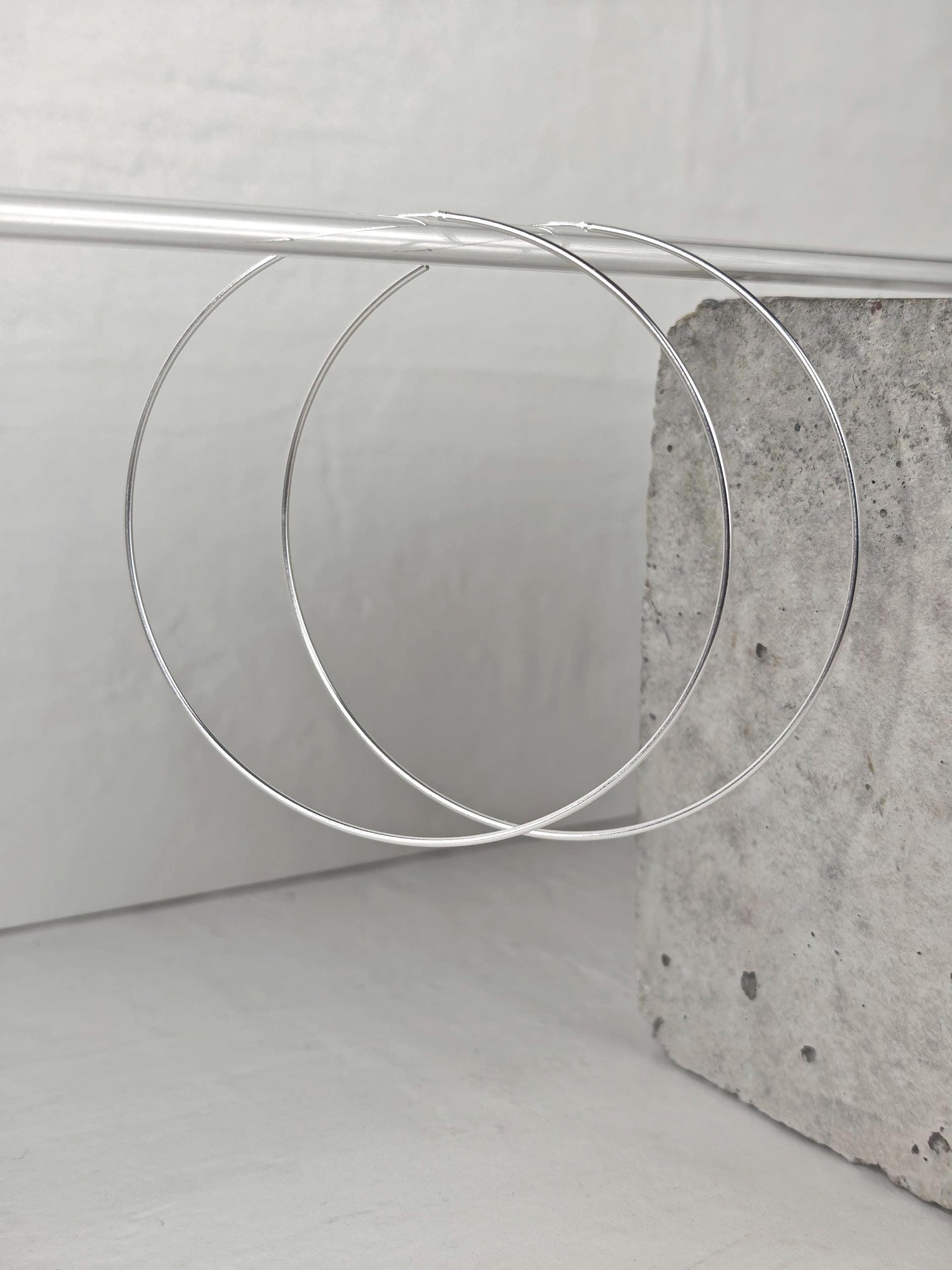 Extra Grosse Creolen 10cm aus Silber 925, XXL Minimalistische Ohrringe