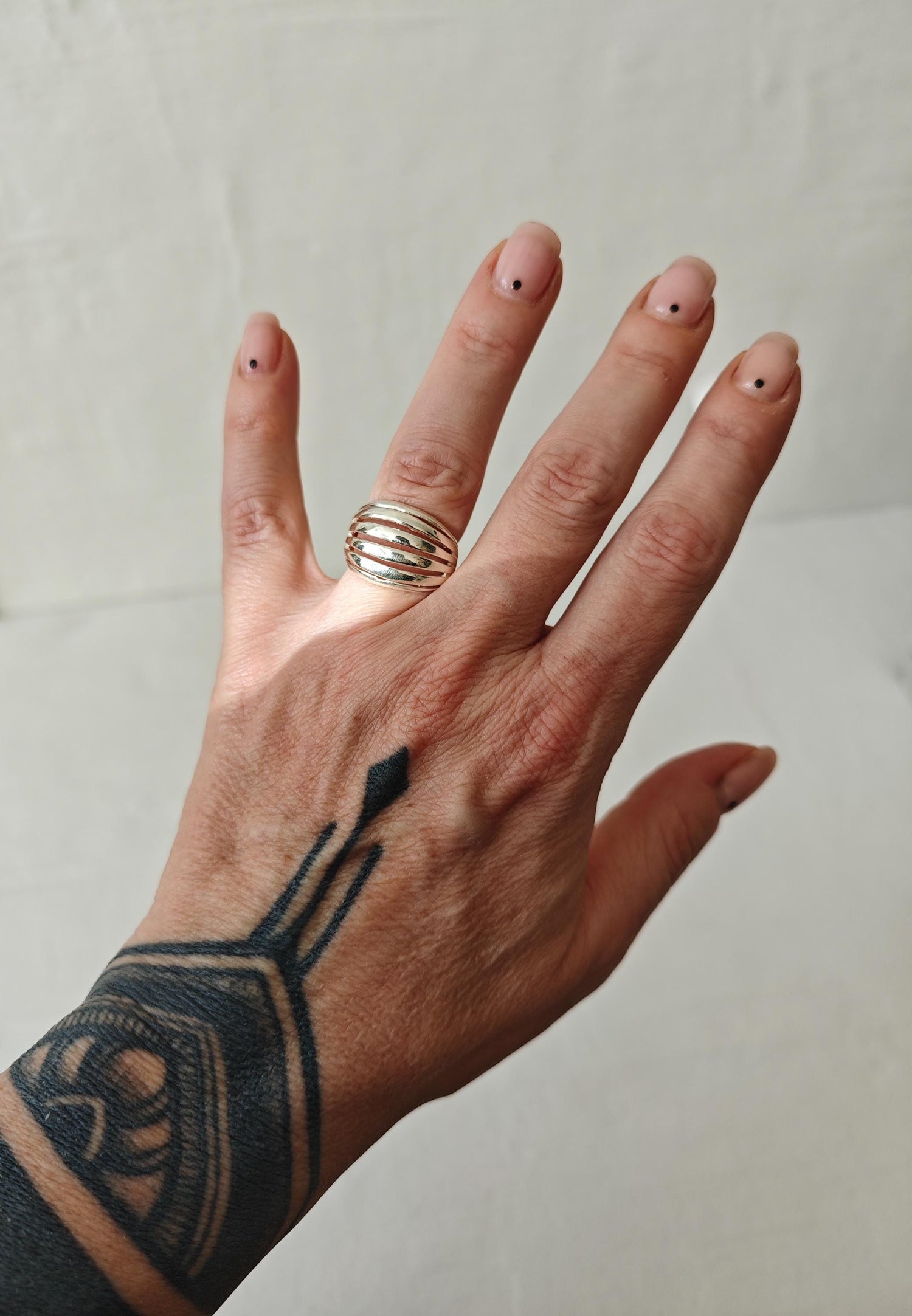 Chunky Statement Ring aus 925 Silber, Handgemachter Minimal Fingerring, Auffälliger Designer Silberring