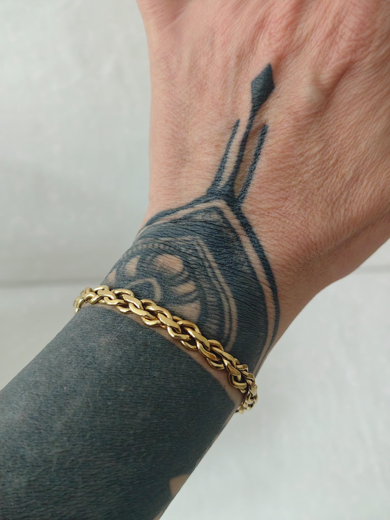 Geflochtener goldener Messing Armreif, offener Armreif verstellbar, Boho Golden Chain Cuff