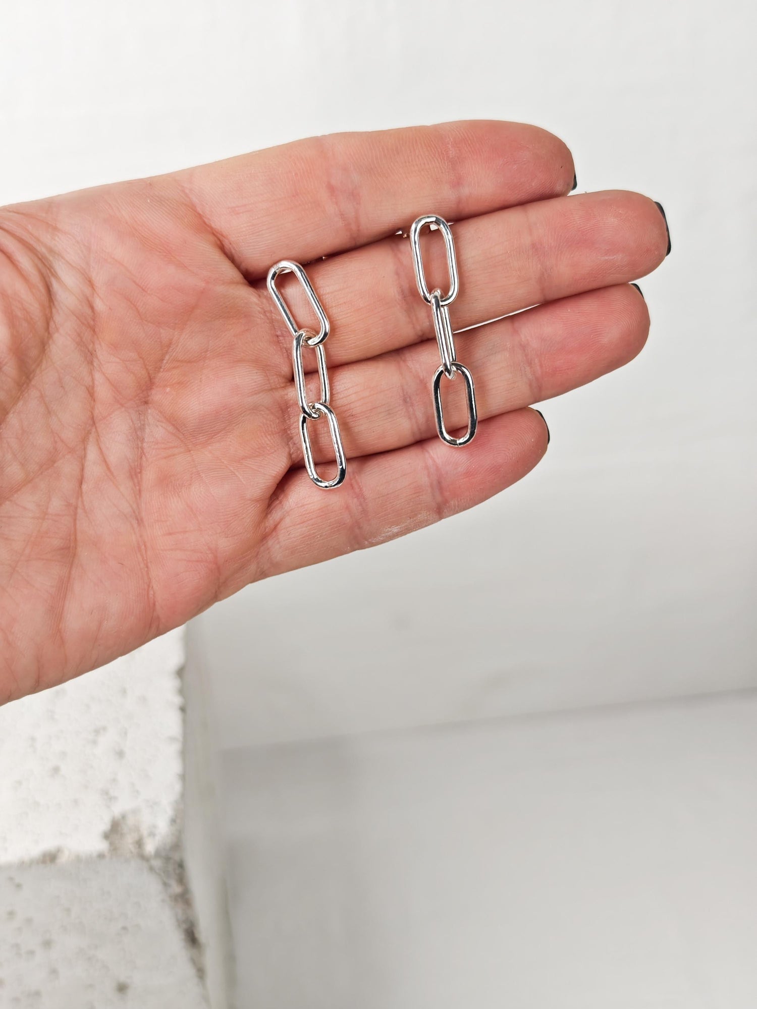 Hängeohrringe aus 925 Silber, Link Chain Ohstecker, minimalistische Paperclip Ohrringe