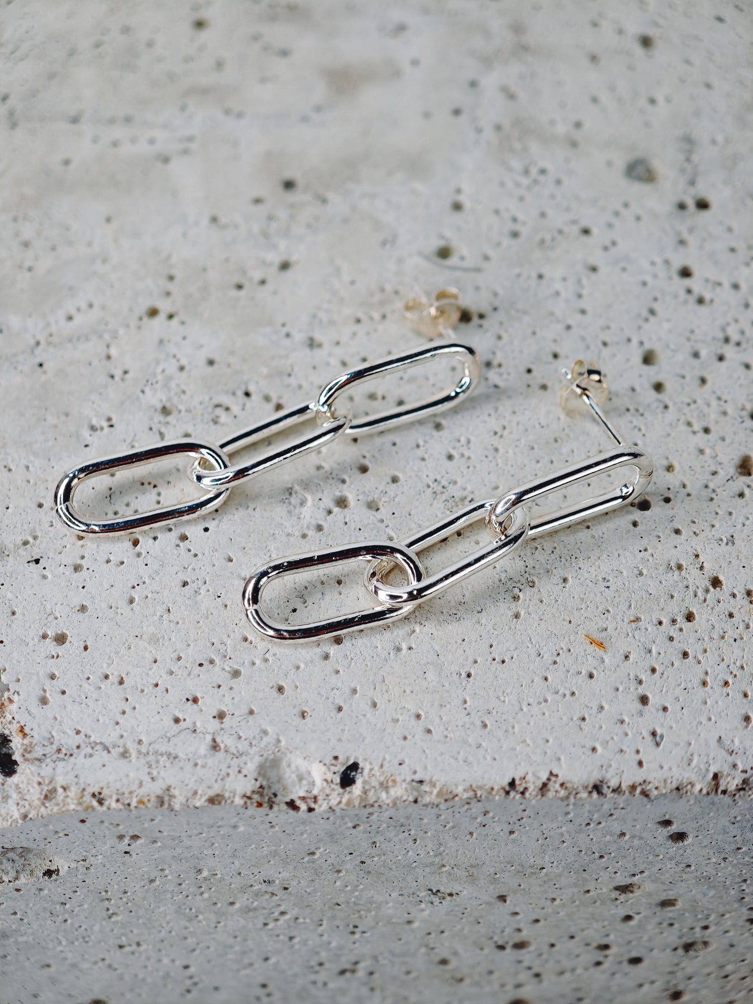 Hängeohrringe aus 925 Silber, Link Chain Ohstecker, minimalistische Paperclip Ohrringe