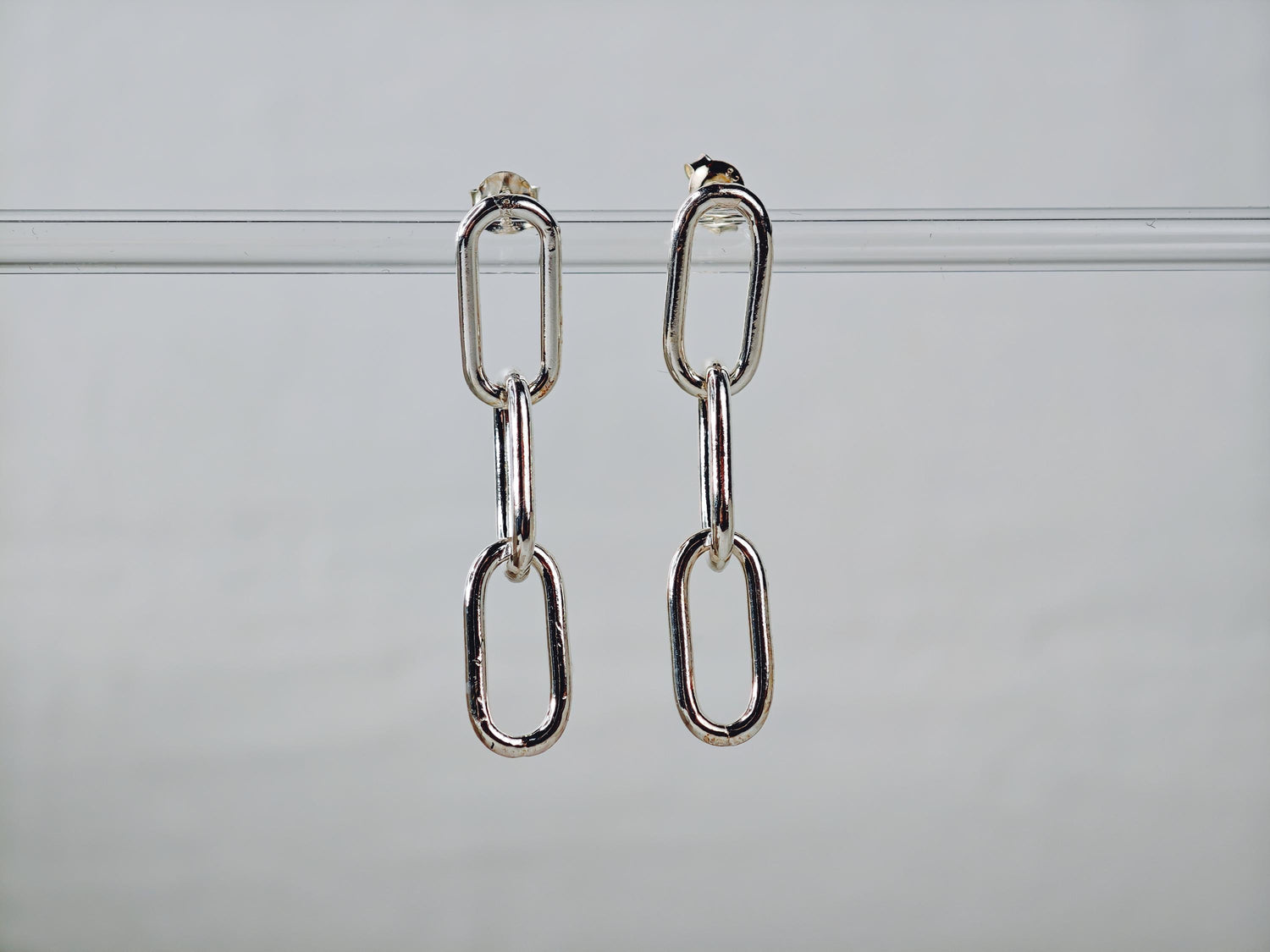 Hängeohrringe aus 925 Silber, Link Chain Ohstecker, minimalistische Paperclip Ohrringe