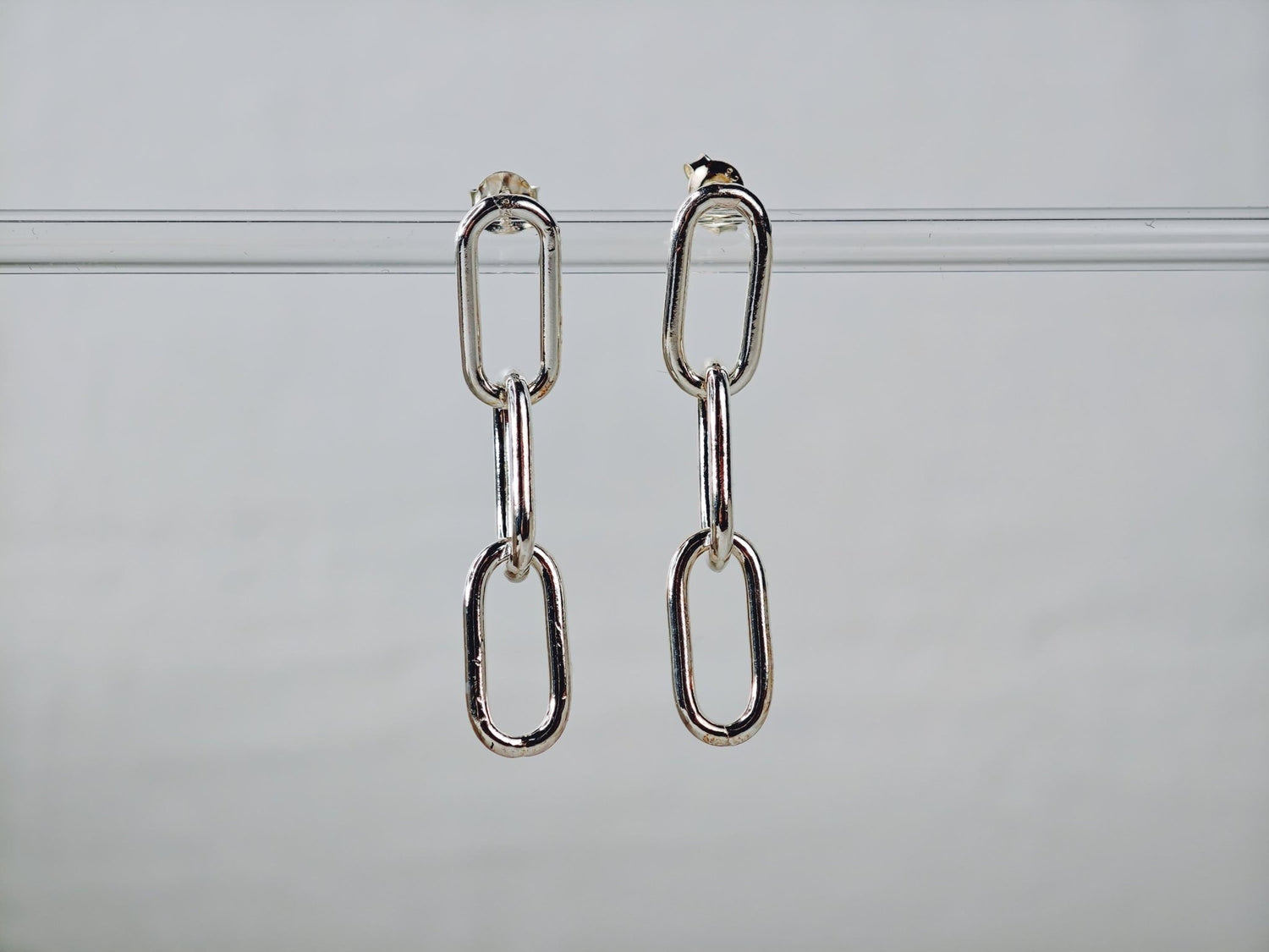 Hängeohrringe aus 925 Silber, Link Chain Ohstecker, minimalistische Paperclip Ohrringe - CocosyBerlin